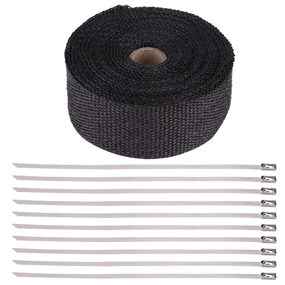 Senyar 16FT Black High Heat Insulation Exhaust Wrap Tape - Heat Resistant Automotive & Motorcycle Pipe Protection - Perfect for Racing, Off-Road & Performance Upgrades