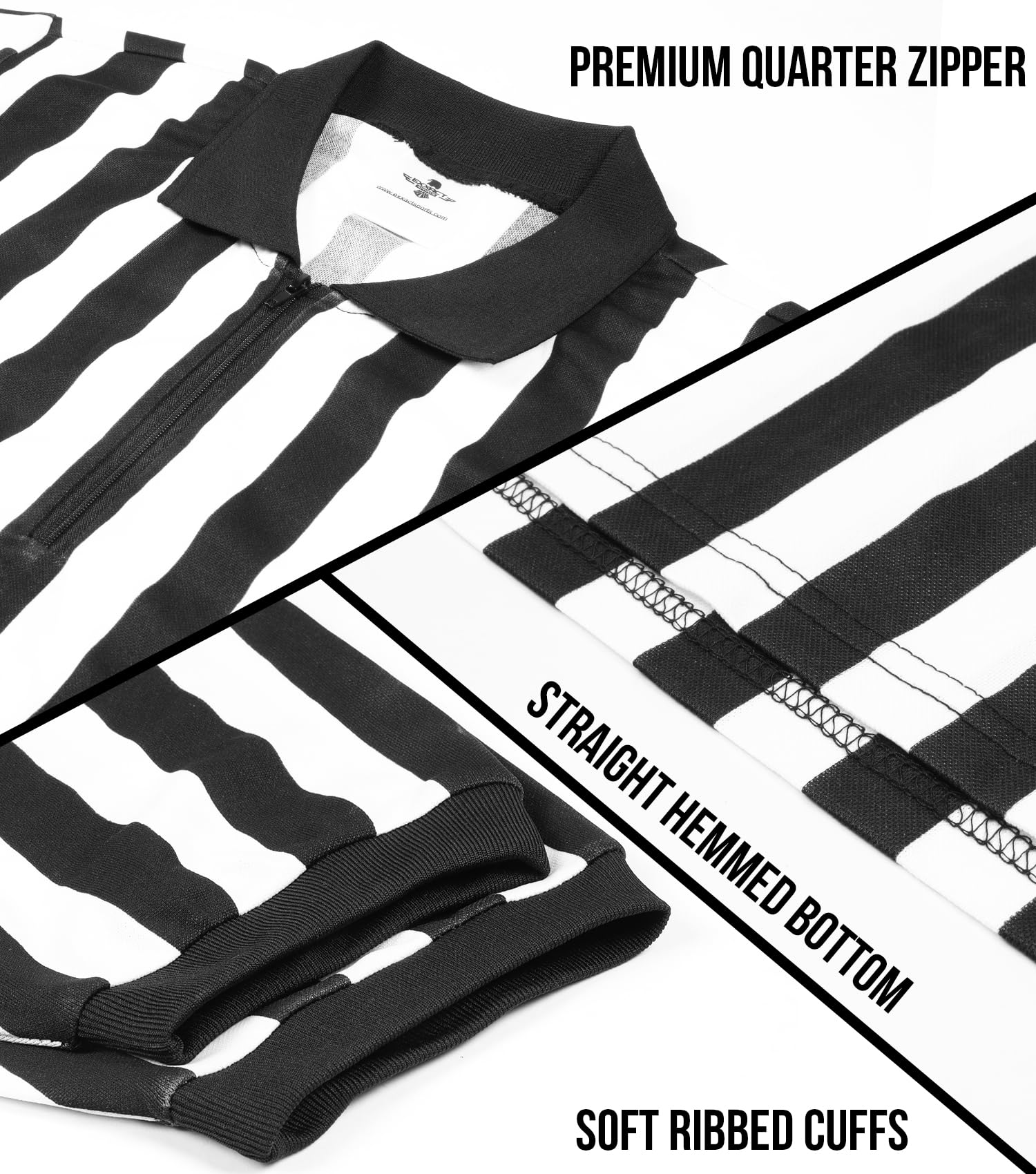 **Men's Athletic Fit Referee Shirt – V-Neck & Zipper Styles for Basketball, Sports & Costume Events – Perfect for Games, Officiating, and Halloween Outfits**