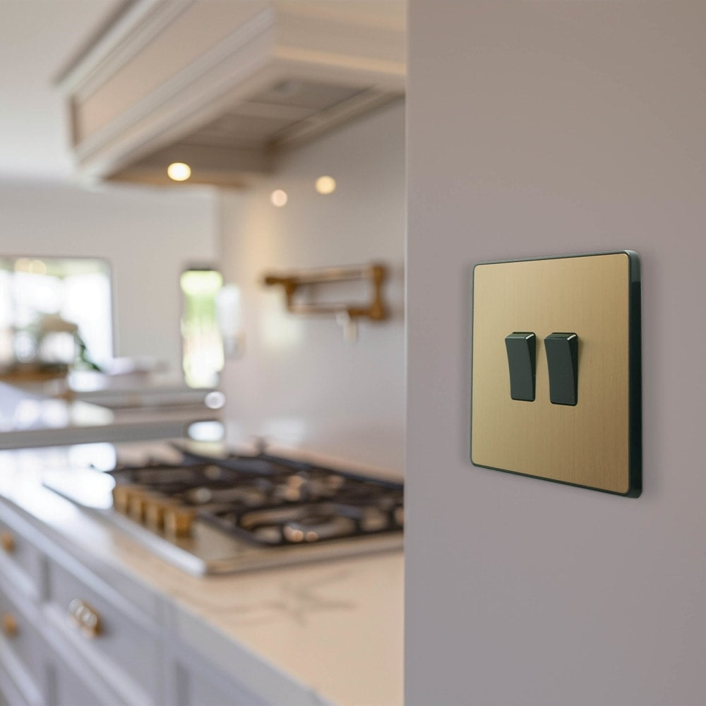 BG Evolve Satin Brass 2-Gang 2-Way Light Switch PCDSB42B - Perfect for Modern Home Lighting Control and Smart Switch Upgrades