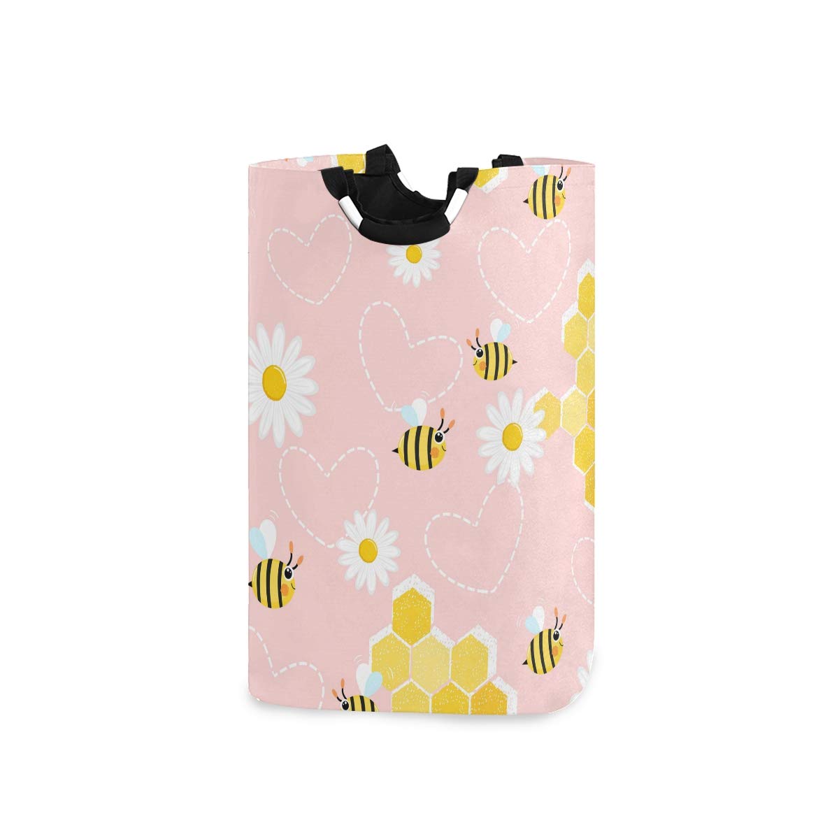 Senya Honey Bee Laundry Hamper - Large Capacity Foldable Clothes Basket with Handles for Bedroom & Bathroom Storage | Perfect for Laundry Organization, College Dorms, and Small Spaces (22 Inches)