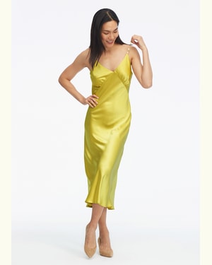 Elegant V-Neck Silk Dress with Pearl Accents - Perfect for Evening Parties, Weddings & Special Occasions