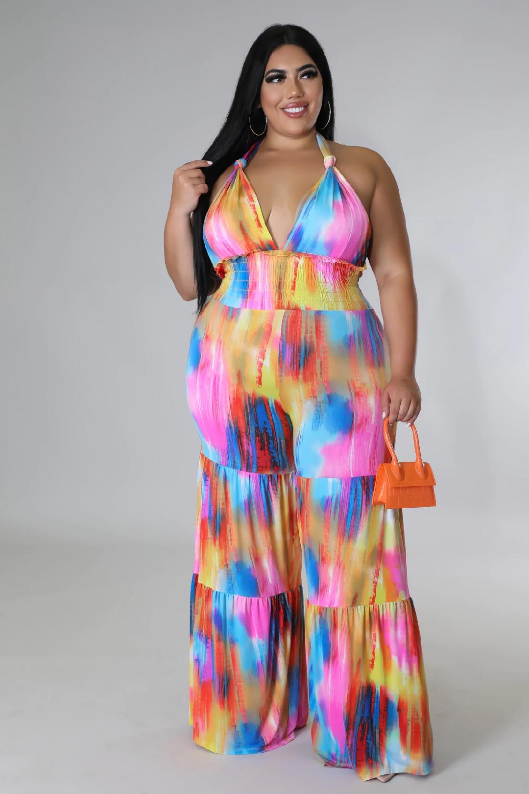 Valentina Jumpsuit for Women - Curve Plus Size Floral Print Romper | Casual Summer Outfit for Beach, Party & Vacation