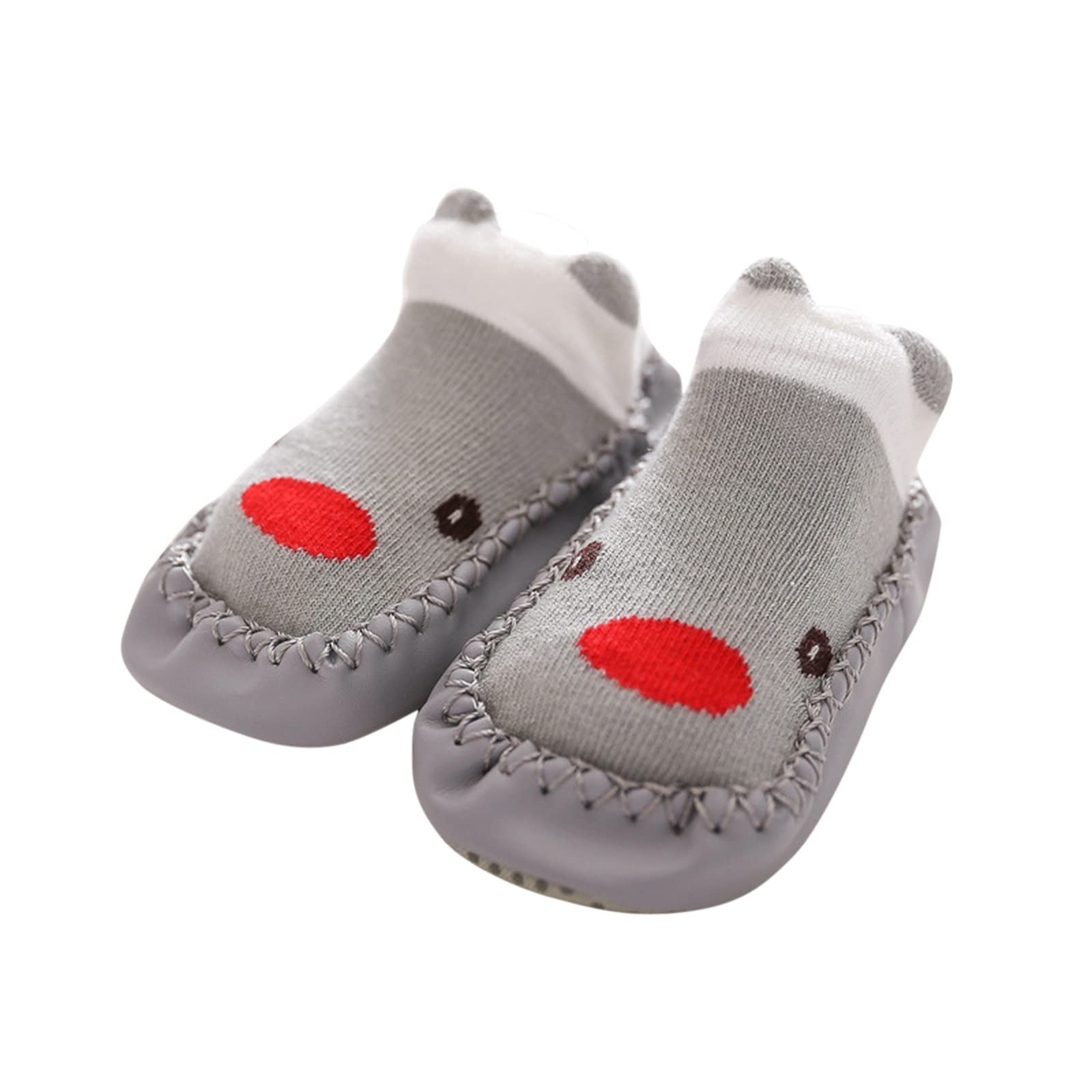 **Non-Slip Baby Girl Shoes - Soft Cartoon Walking Socks for 18-24 Months | First Walkers, Indoor & Outdoor Play, Toddler Safety & Comfort (Grey)**