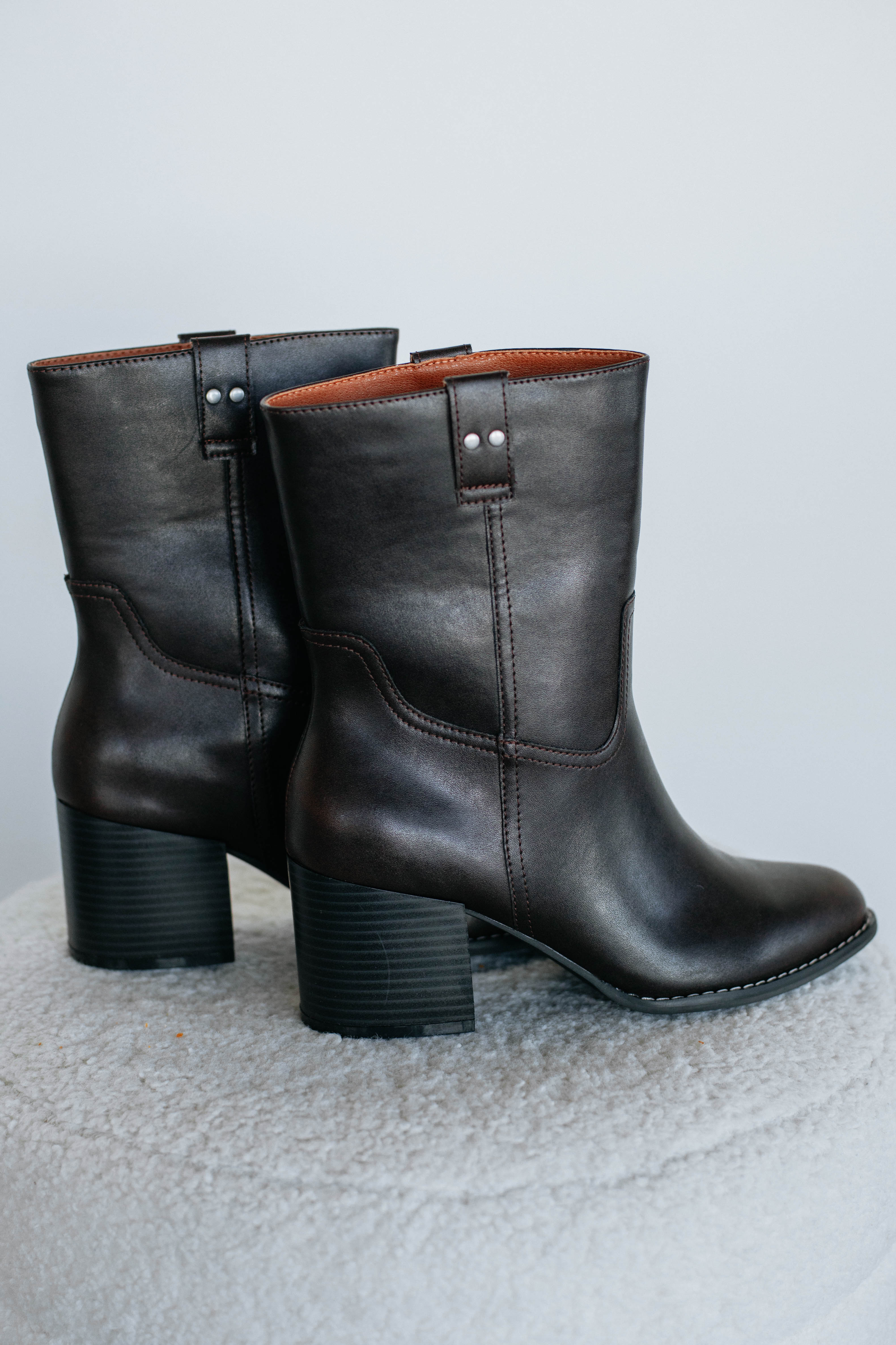 Walking A Fine Line Boots - Stylish Coffee Brown Leather Boots for Women | Perfect for Casual Outings, Work & Outdoor Adventures