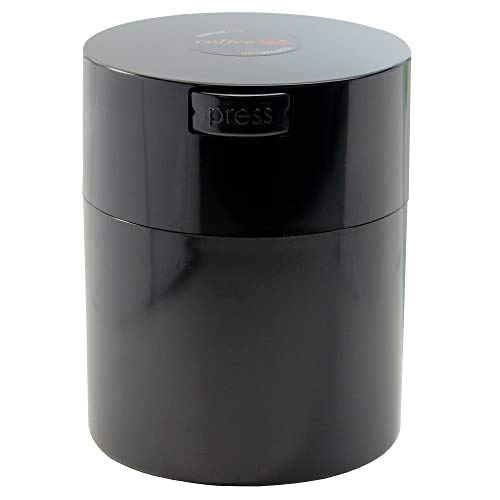 Premium Coffeevac Vacuum Sealed Coffee Storage Container - Airtight 1/2-Pound Black Canister for Fresh Ground & Whole Bean Coffee - Ideal for Kitchen Countertop, Office, or Camping Use