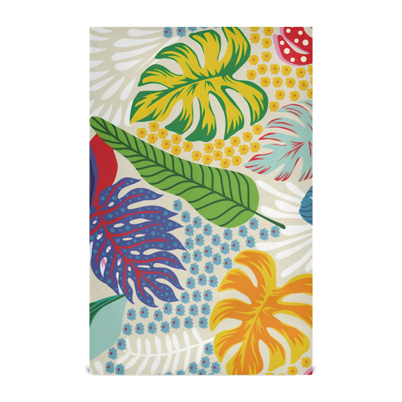 Colorful Tropical Leaves Kitchen Towels - Soft Absorbent Dish Cloths for Cooking & Cleaning