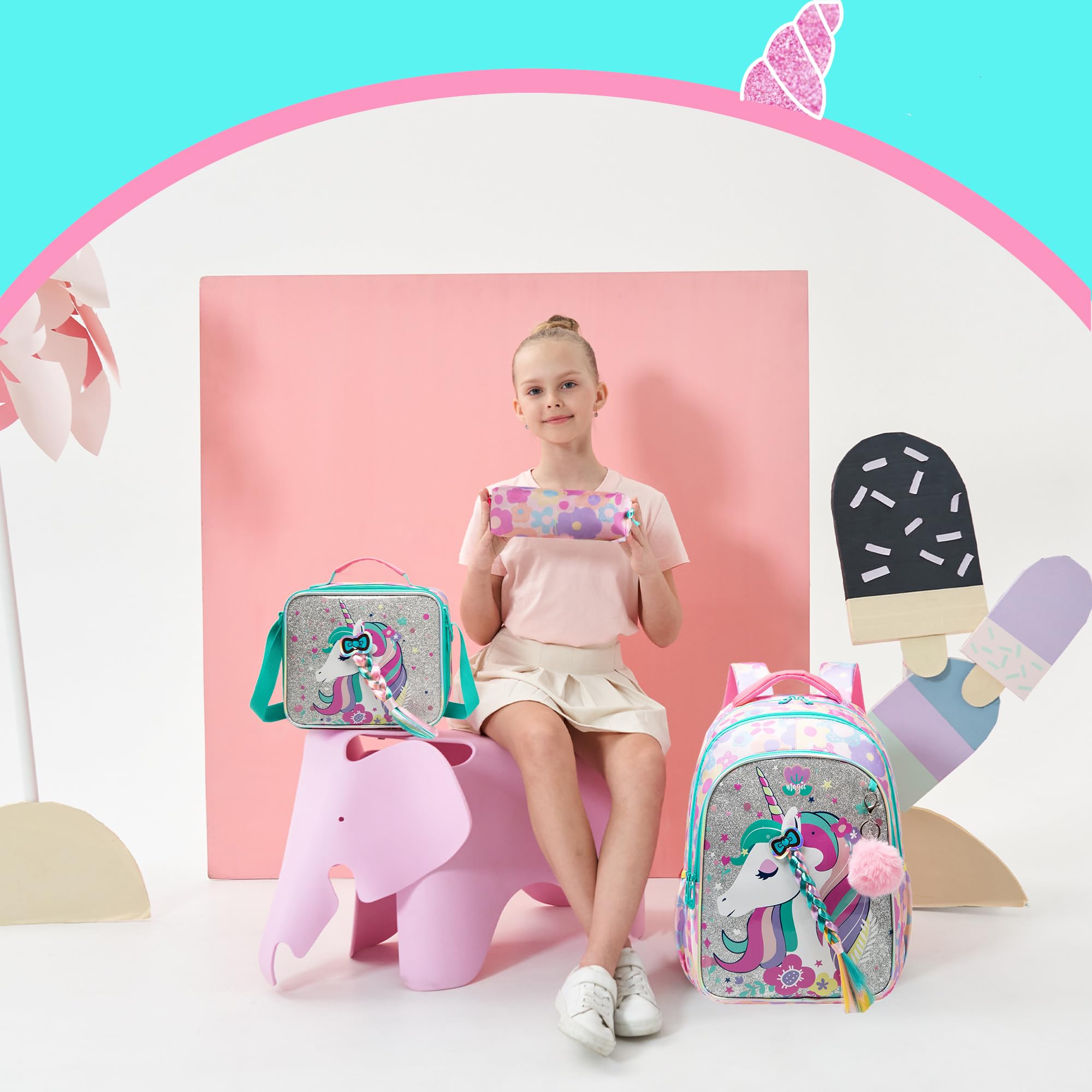 Unicorn Kids Backpack for School - Cute Girls Backpack for Elementary Students, Lightweight Daypack for Travel & Daily Use - Perfect for School, Outings & Weekend Adventures
