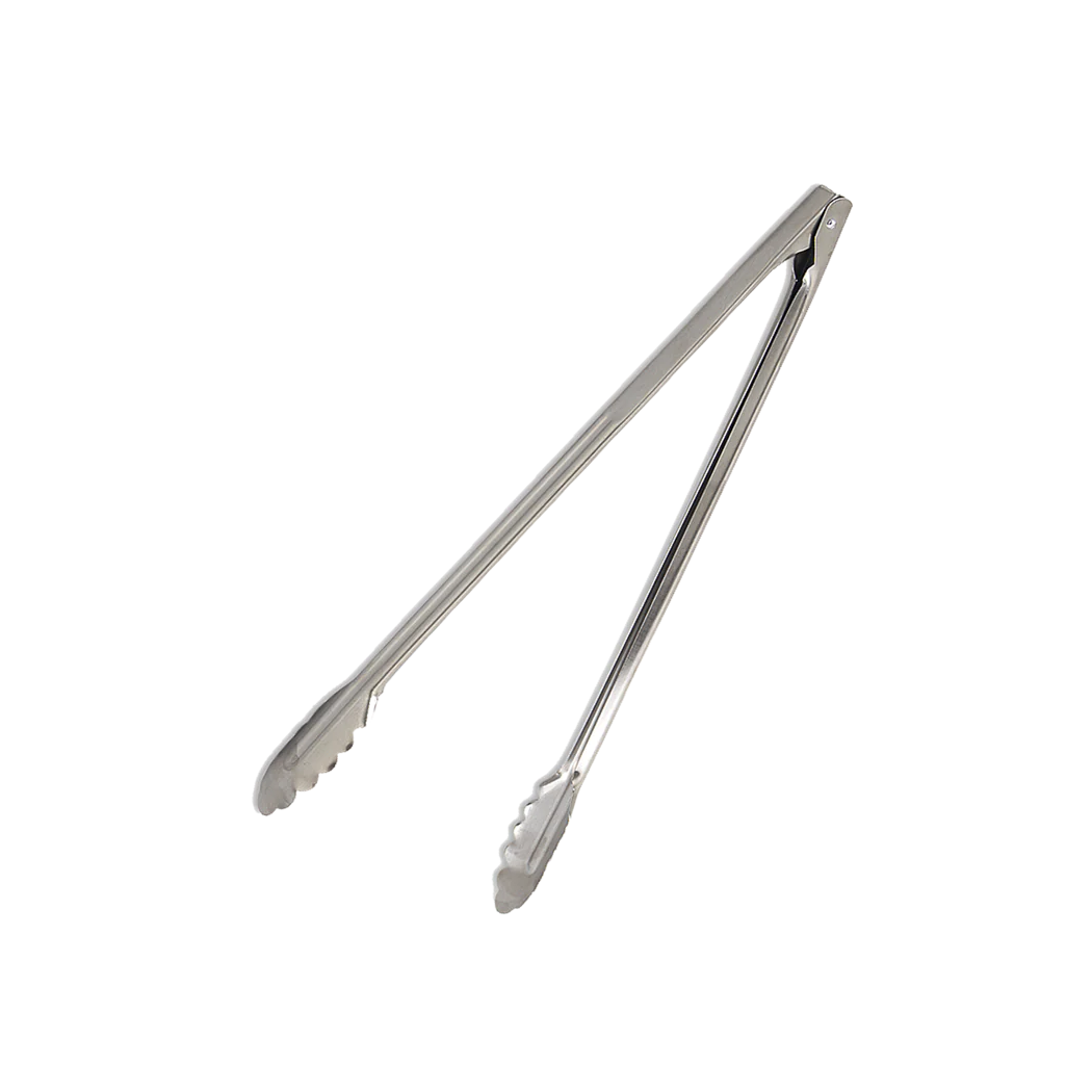 Browne 9.5-Inch Stainless Steel Kitchen Tongs - Heavy Duty Cooking Utensil for Grilling, BBQ, Serving & Salad Tossing