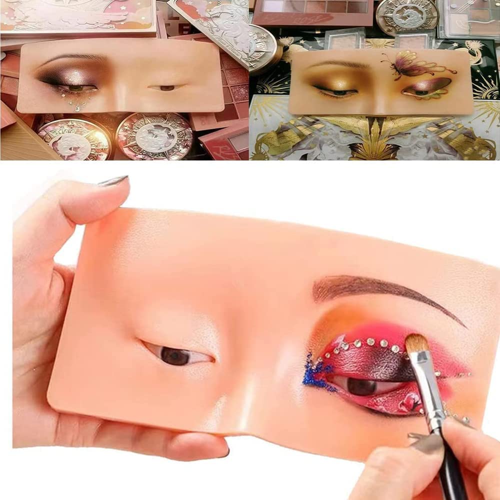 Professional Silicone Makeup Practice Face Board - Realistic Training Skin for Eyelash & Eyebrow Application - Includes Practice Brush - Perfect for Beauty Students & Makeup Artists (Home Salon & Professional Use)