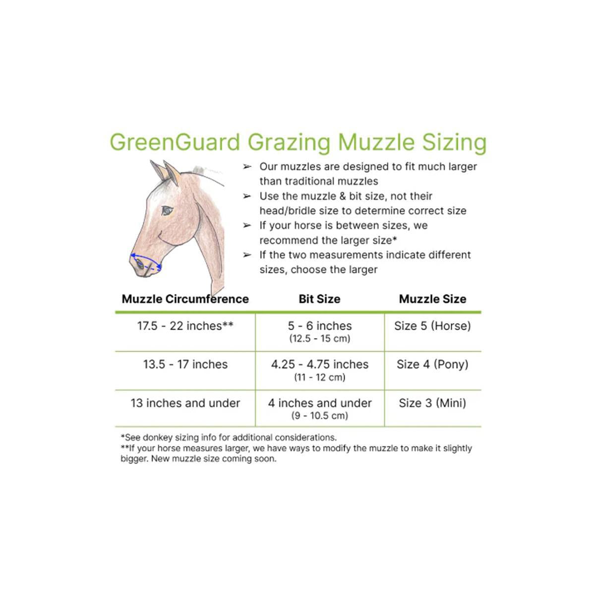 GG Equine GreenGuard Grazing Muzzle - Breathable Horse Grazing Mask for Pasture & Turnout, Prevents Overeating & Weight Gain - Perfect for Ponies, Mini Horses & Easy Keepers