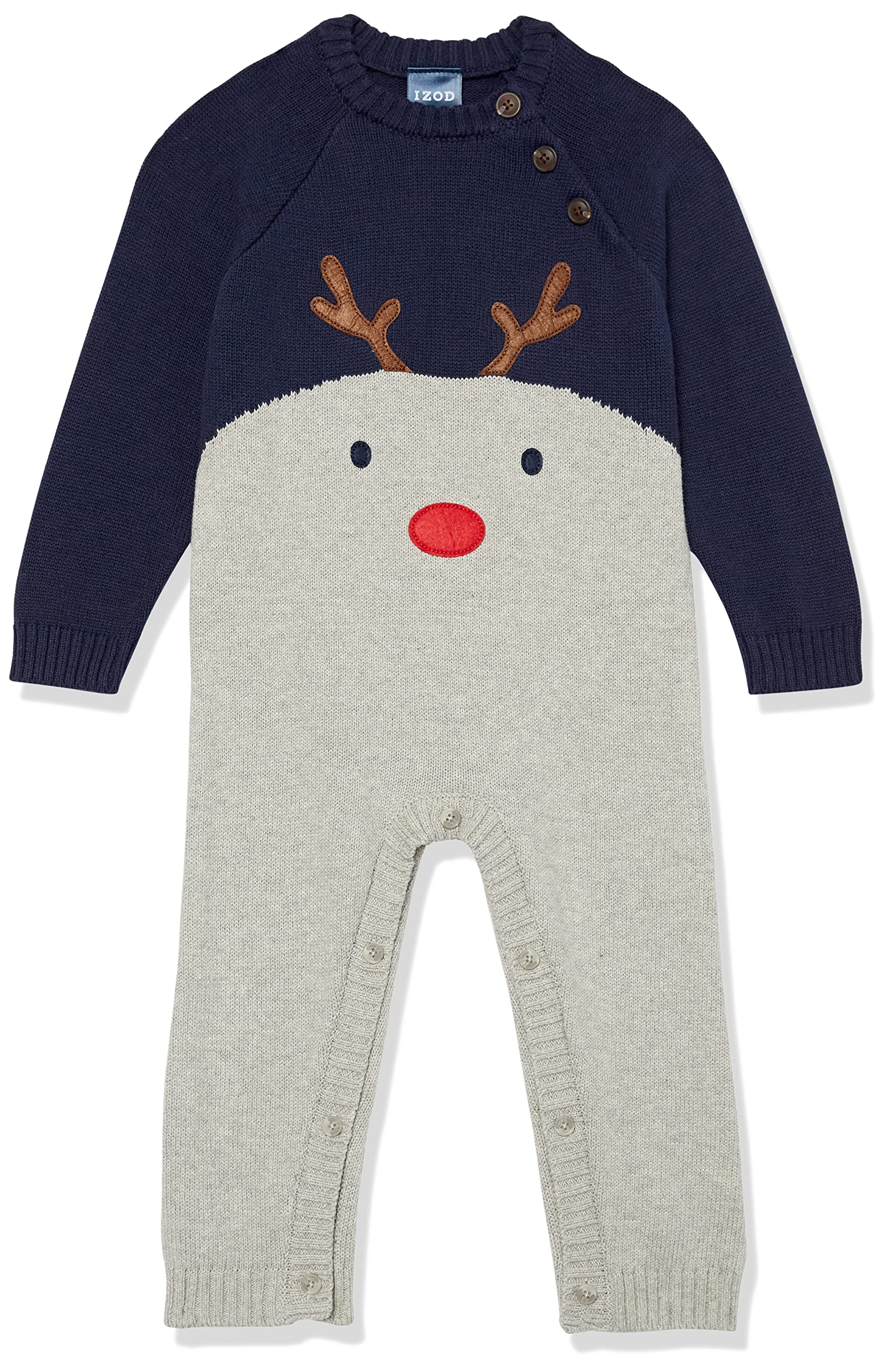 Izod Baby Boys' Holiday Sweater Coverall - Festive Outfit for Christmas & Winter Photos | Soft & Cozy Jumpsuit for Infants & Toddlers
