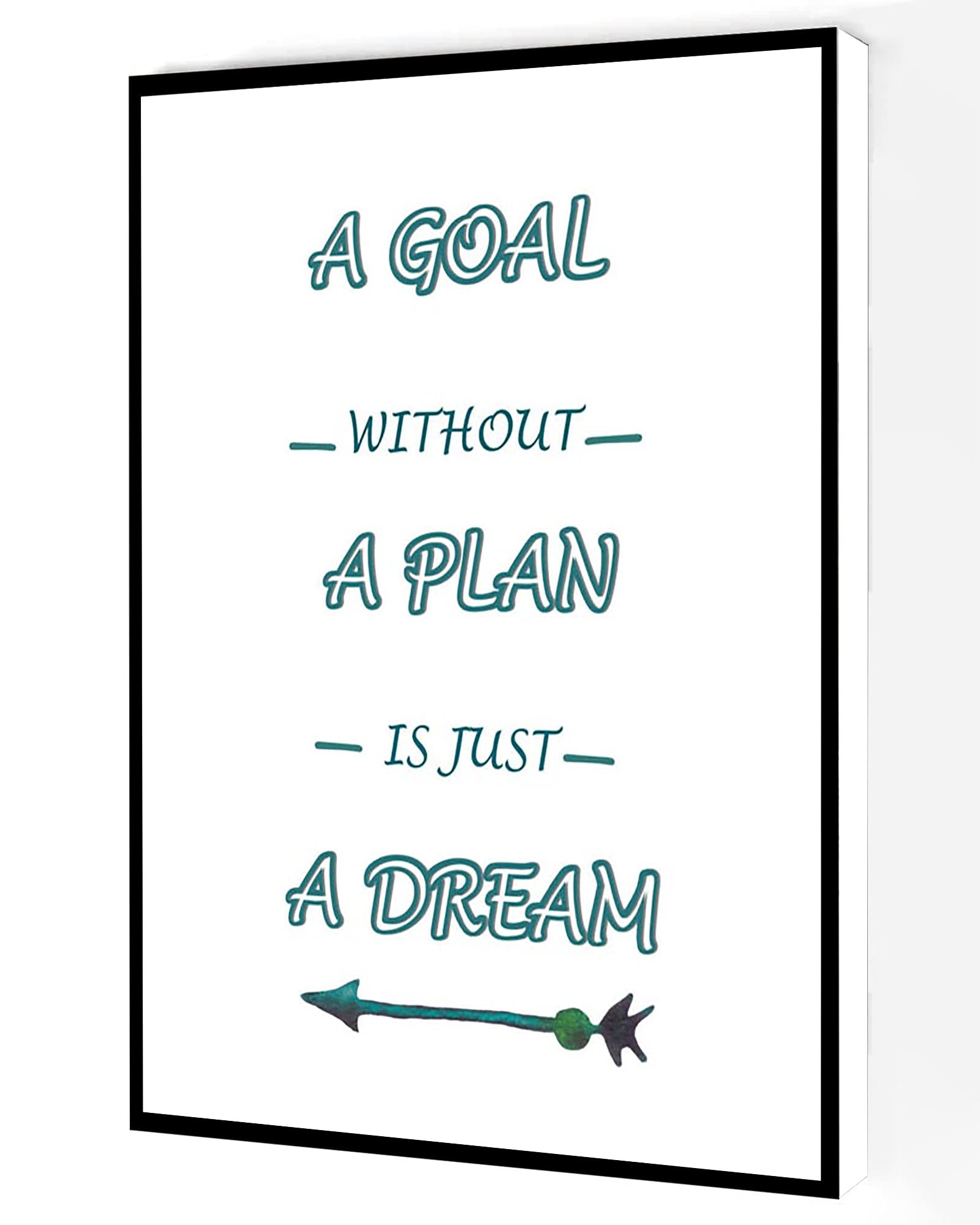 Motivational Canvas Wall Art - 'A Goal Without A Plan Is Just A Dream' Inspirational Quote Print, 16x24 Inch Framed Office & Home Decor for Living Room, Bedroom or Workspace | Modern Success Painting for Daily Inspiration