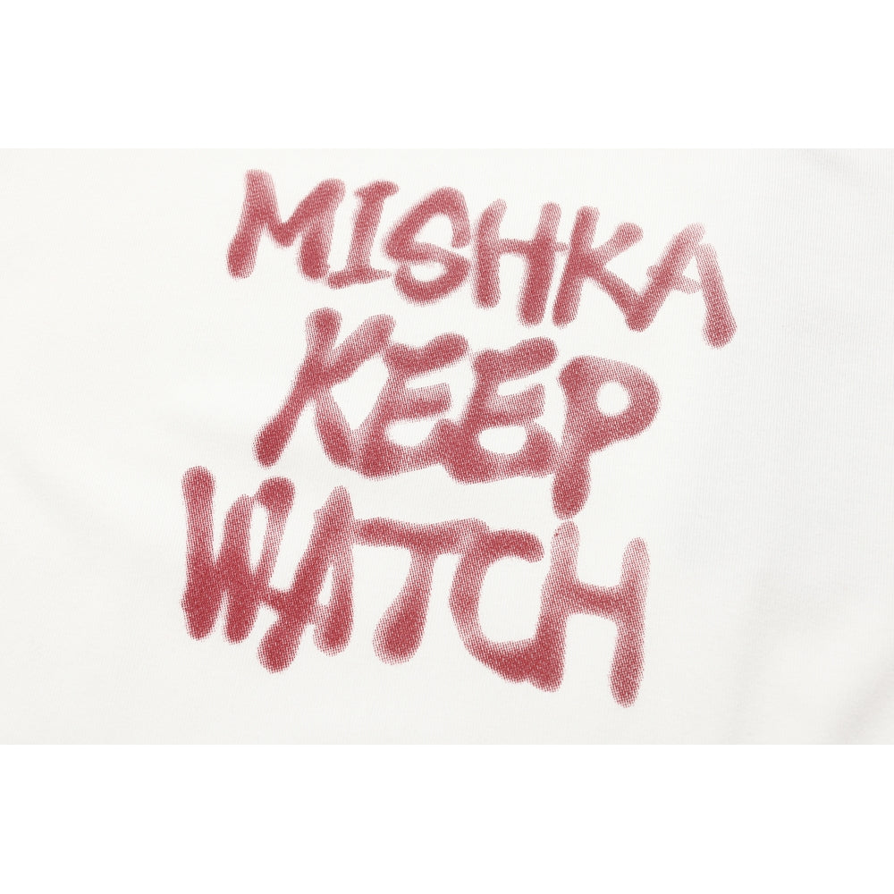MISHKA KEEP WATCH Printed Graphic T-Shirt for Men & Women - Red Cotton Tee for Casual Wear, Street Style & Everyday Outfits