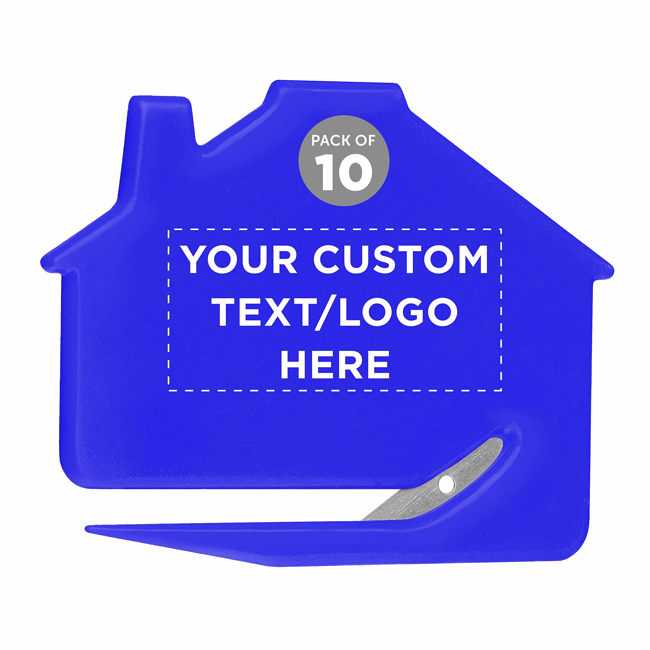 Personalized Custom House Letter Openers Set of 10 - Bulk Pack for Home & Office Use - Elegant Blue Letter Openers - Perfect for Mail Opening, Gifts, and Office Supplies