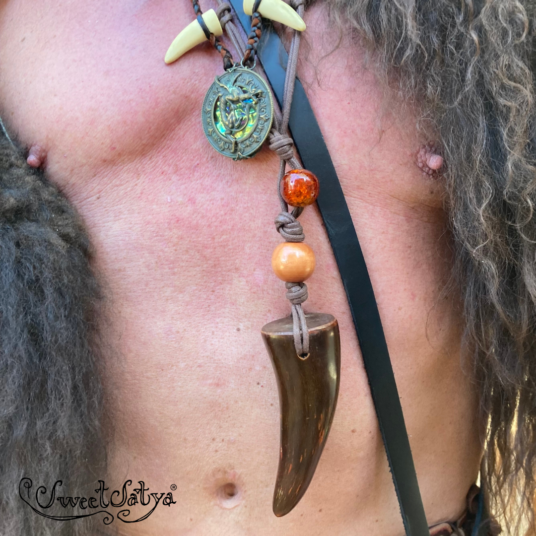 Satya Crystal Horn Necklace – Elegant Bohemian Jewelry for Women | Perfect for Yoga, Meditation & Spiritual Healing