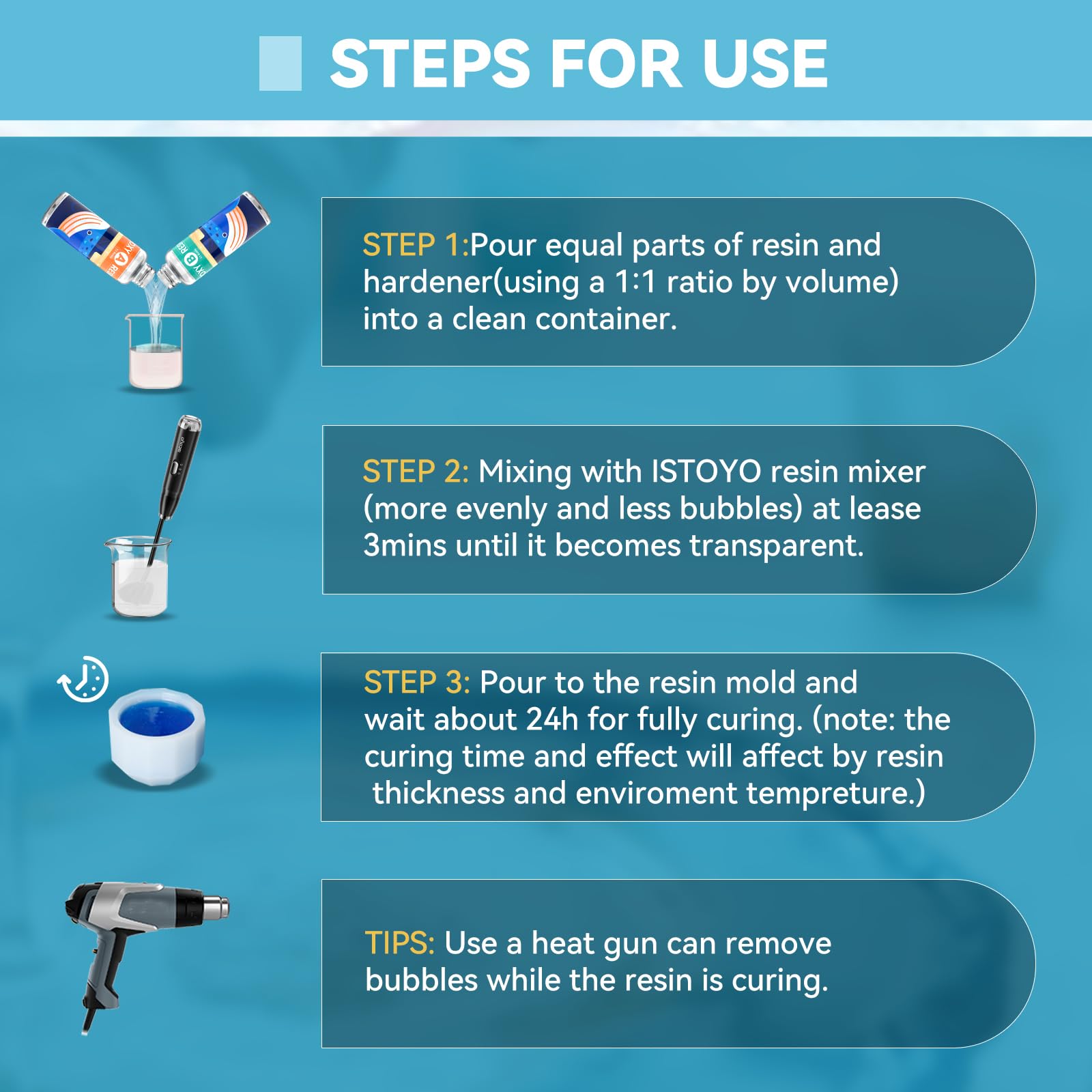 ISTOYO 16 OZ Crystal Clear Epoxy Resin Kit - Bubble-Free, Fast Curing for DIY Crafts, Jewelry Making, Wood Coating, Table Tops & Art Projects | Perfect for Home Decor, Resin Art, and Creative DIY Gifts