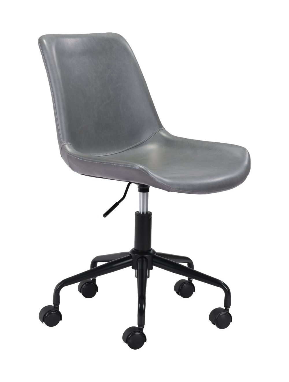 Zuo Modern Byron Office Leather Armless Chair - Ergonomic Executive Desk Chair for Home & Office Workspace - Comfortable Leather Task Chair for Professionals