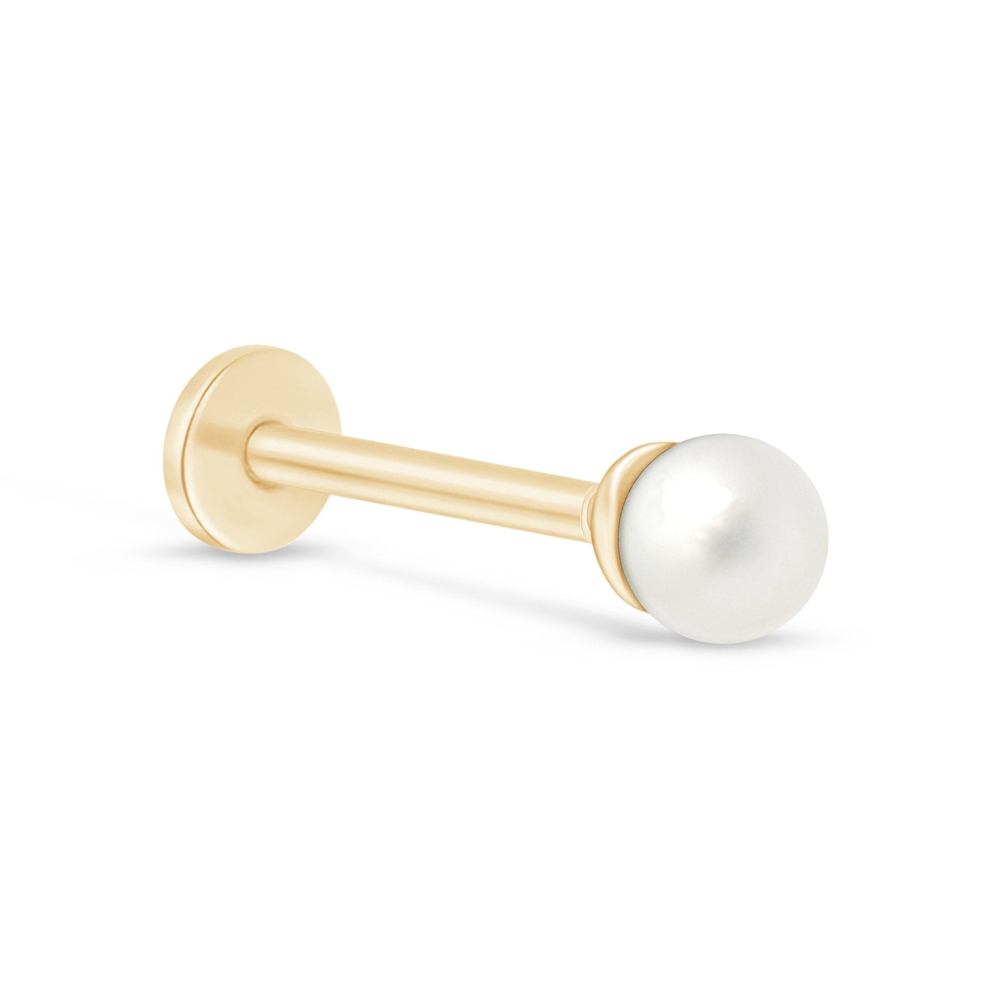 14k Yellow Gold Pearl Flat Back Stud Earrings - Classic Elegance for Everyday Wear & Special Occasions