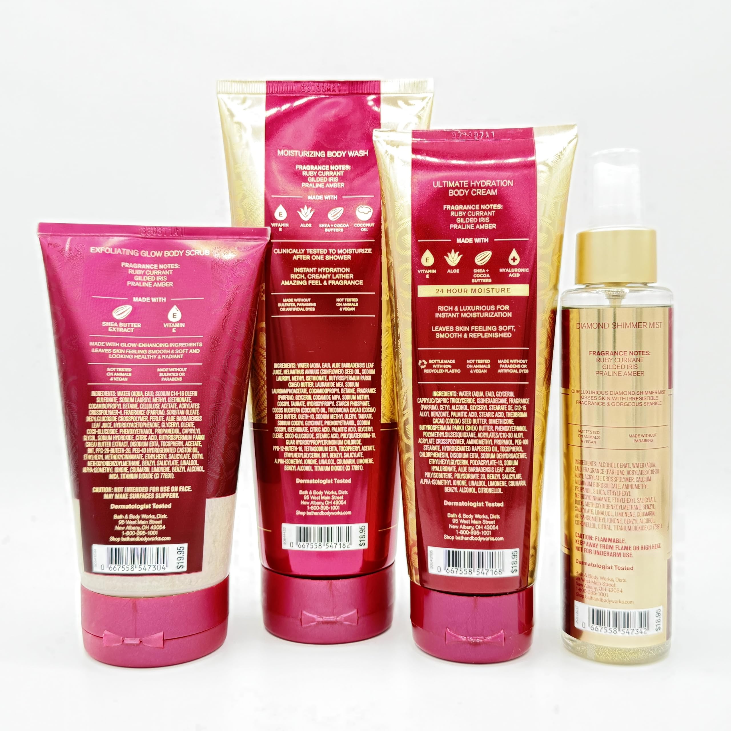 Luminous 4-Piece Bath & Body Gift Set - Exfoliating Body Scrub, Hydrating Body Wash, Ultra Moisturizing Body Cream & Sparkling Shimmer Mist for Soft Glowing Skin | Perfect for Spa Day, Self-Care Routine & Luxury Gifts