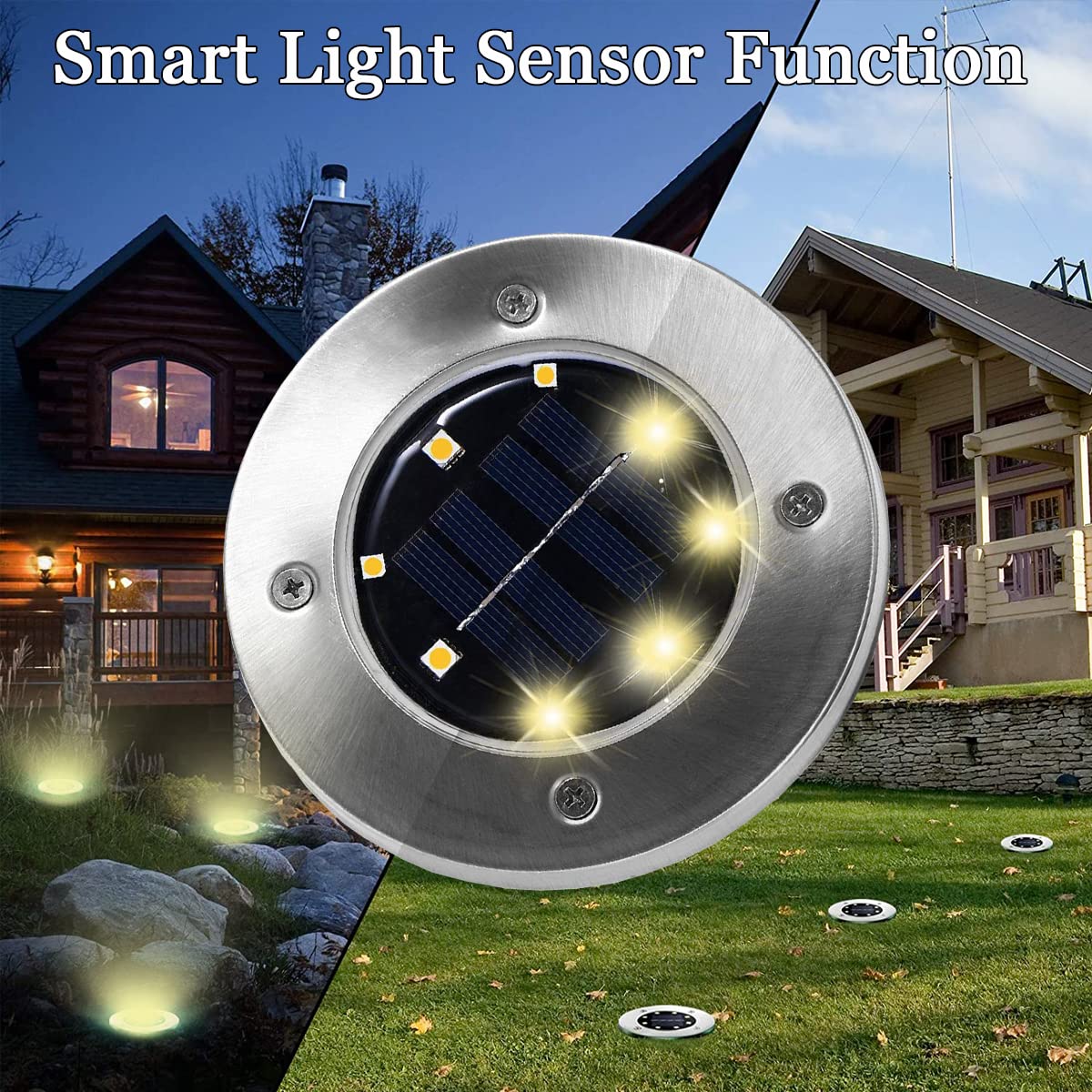 Upgraded Solar Ground Lights - Waterproof Outdoor Solar Garden Lights for Pathway, Lawn, Patio, Yard, Deck & Walkway - Bright Landscape Lighting (8 Pack) - Perfect for Nighttime Safety & Garden Decoration