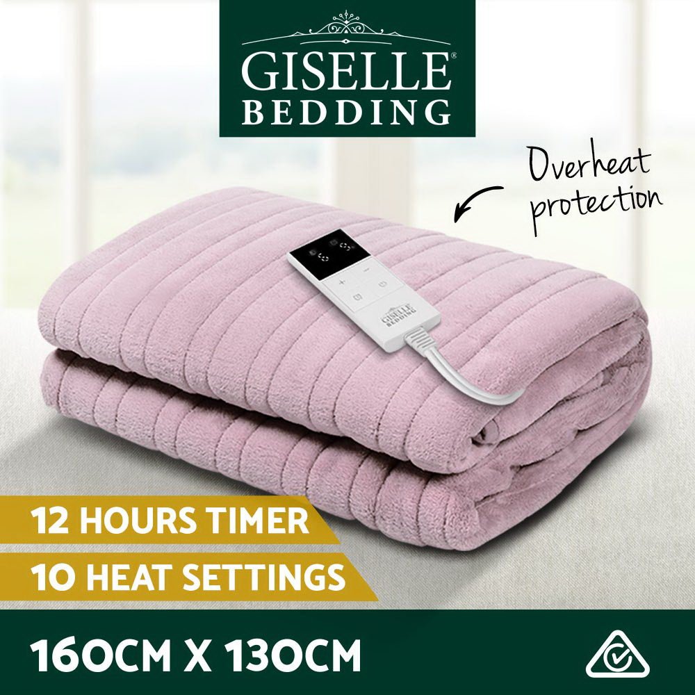 Electric Heated Throw Blanket - Soft Fleece Washable Pink Warming Blanket for Winter - Perfect for Cozy Nights, Sofa Lounging & Bed Comfort