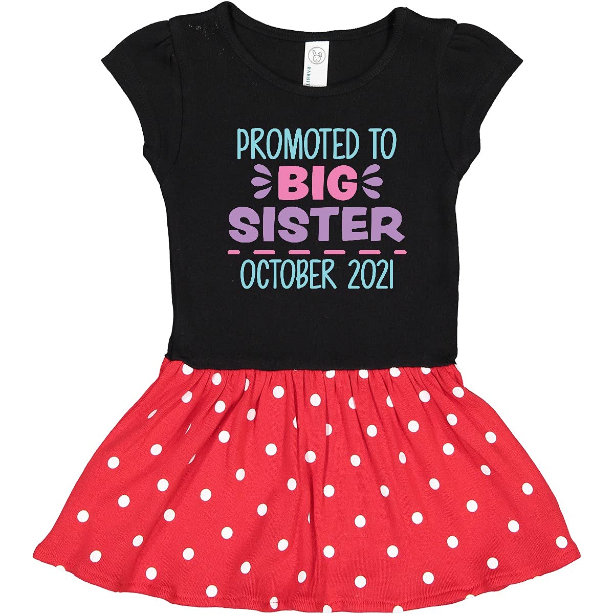 Inktastic Big Sister October 2021 Toddler Dress - Cute Sibling Announcement Outfit for Baby Girls | Perfect for Family Photos, Gender Reveals & Special Occasions