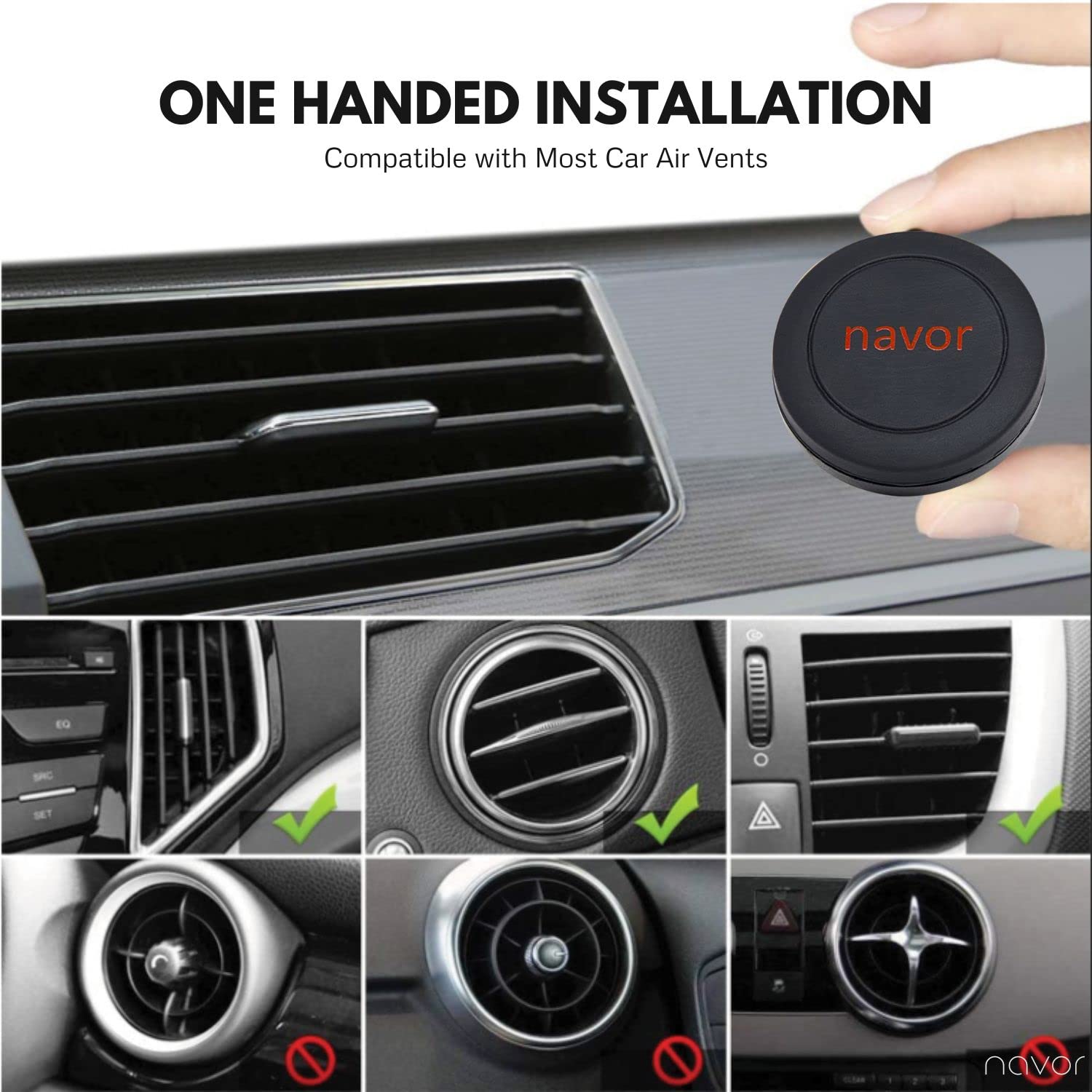 Universal Magnetic Car Phone Mount Holder - Fast Snap Technology for Phones & Mini Tablets | Strong Vent Clip for Secure Driving | Perfect for Commuting, Rideshare & Road Trips