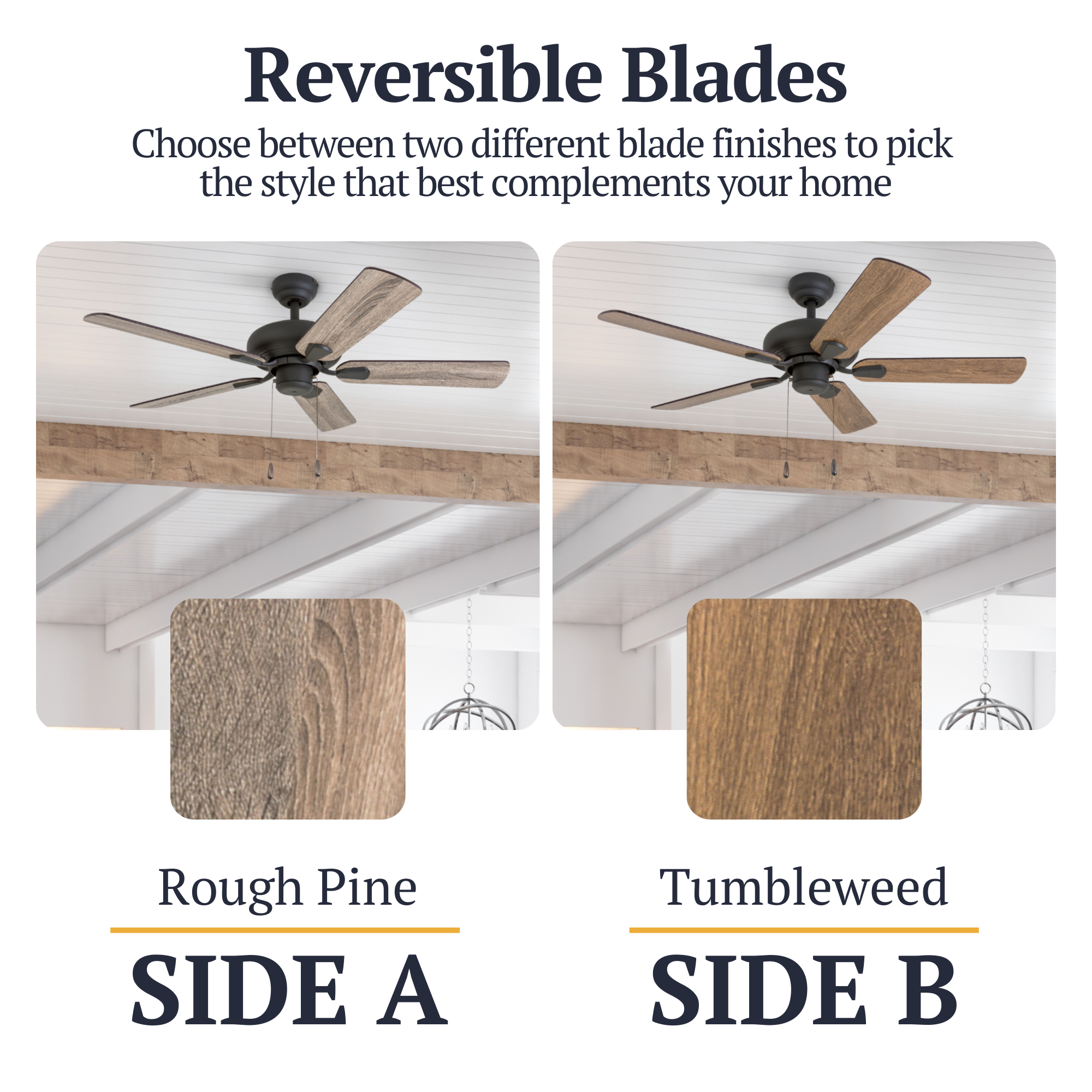 42 Inch Russwood Bronze Ceiling Fan with Remote Control - Energy Efficient Indoor/Outdoor Cooling for Living Room, Bedroom, or Patio