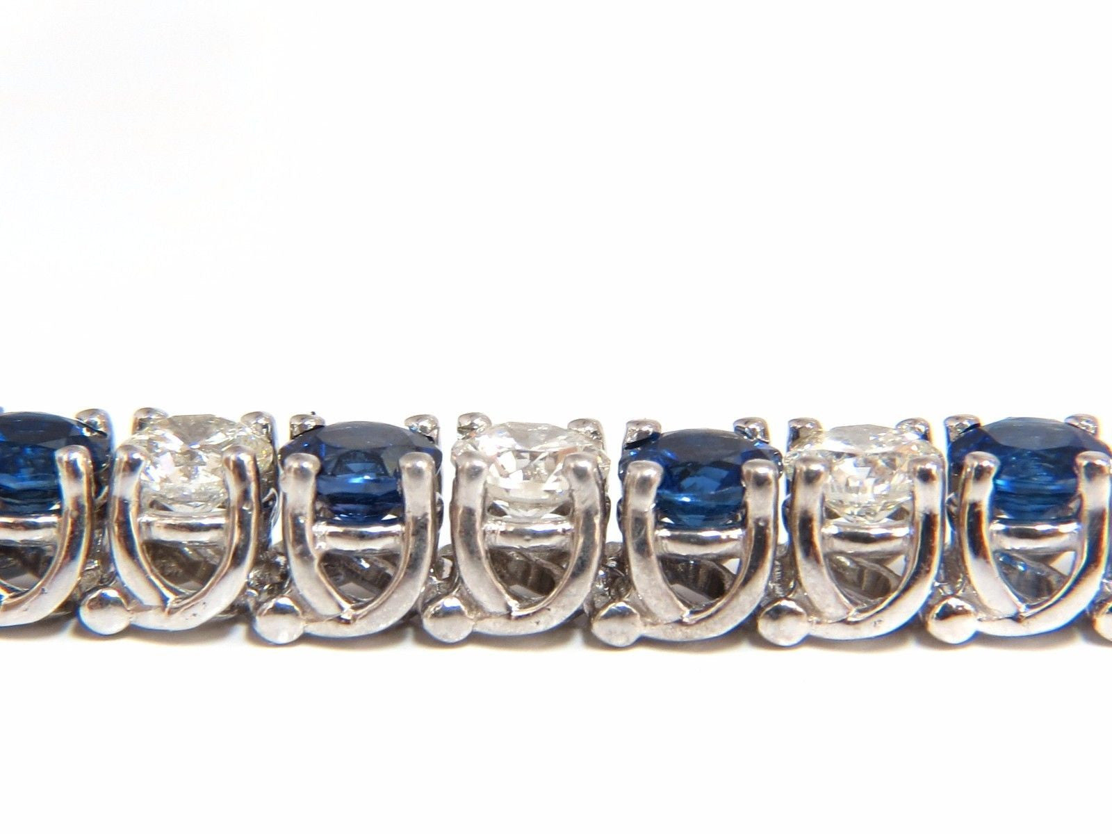 14.35ct Natural Vivid Royal Blue Round Sapphire & Diamond Tennis Bracelet in 14K Gold - Elegant Jewelry for Weddings, Anniversaries & Special Occasions