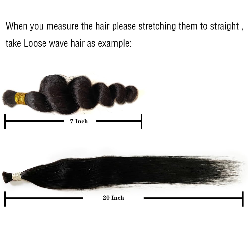 Wholesale Brazilian Loose Wave Bulk Human Hair - 3 Bundles 300g No Weft Hair Extensions for Braiding (16/18/20 Inch, Natural Black 1B) - Perfect for Salon Styling, DIY Hair Projects & Protective Hairstyles