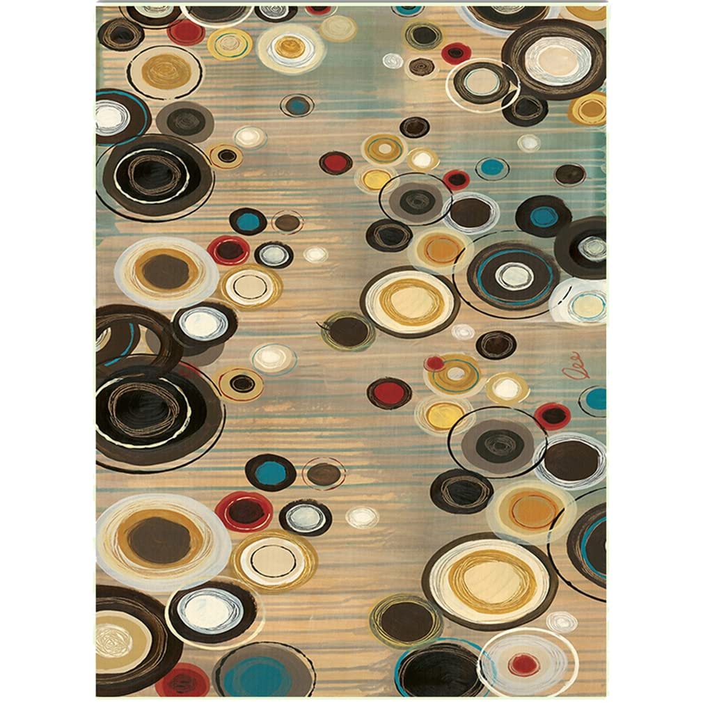 Vintage Abstract Geometric Patchwork Area Rug - 5'x7' Soft Non-Slip Indoor Outdoor Carpet for Farmhouse, Bedroom, Living Room, Kitchen Runner & Doormat - Brown | Boho Chic Home Decor, Cozy Floor Covering for Modern & Rustic Interiors