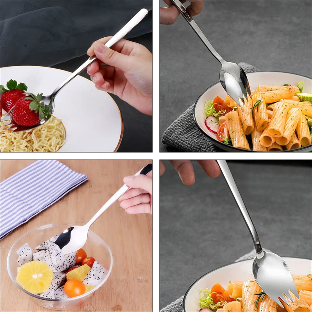 DOITOOL 6-Piece Stainless Steel Outdoor Cutlery Set - Forks, Spoons, Salad Sporks & Ice Cream Scoops - Durable Camping, Picnic, BBQ & Party Tableware for Desserts, Cakes & Outdoor Dining