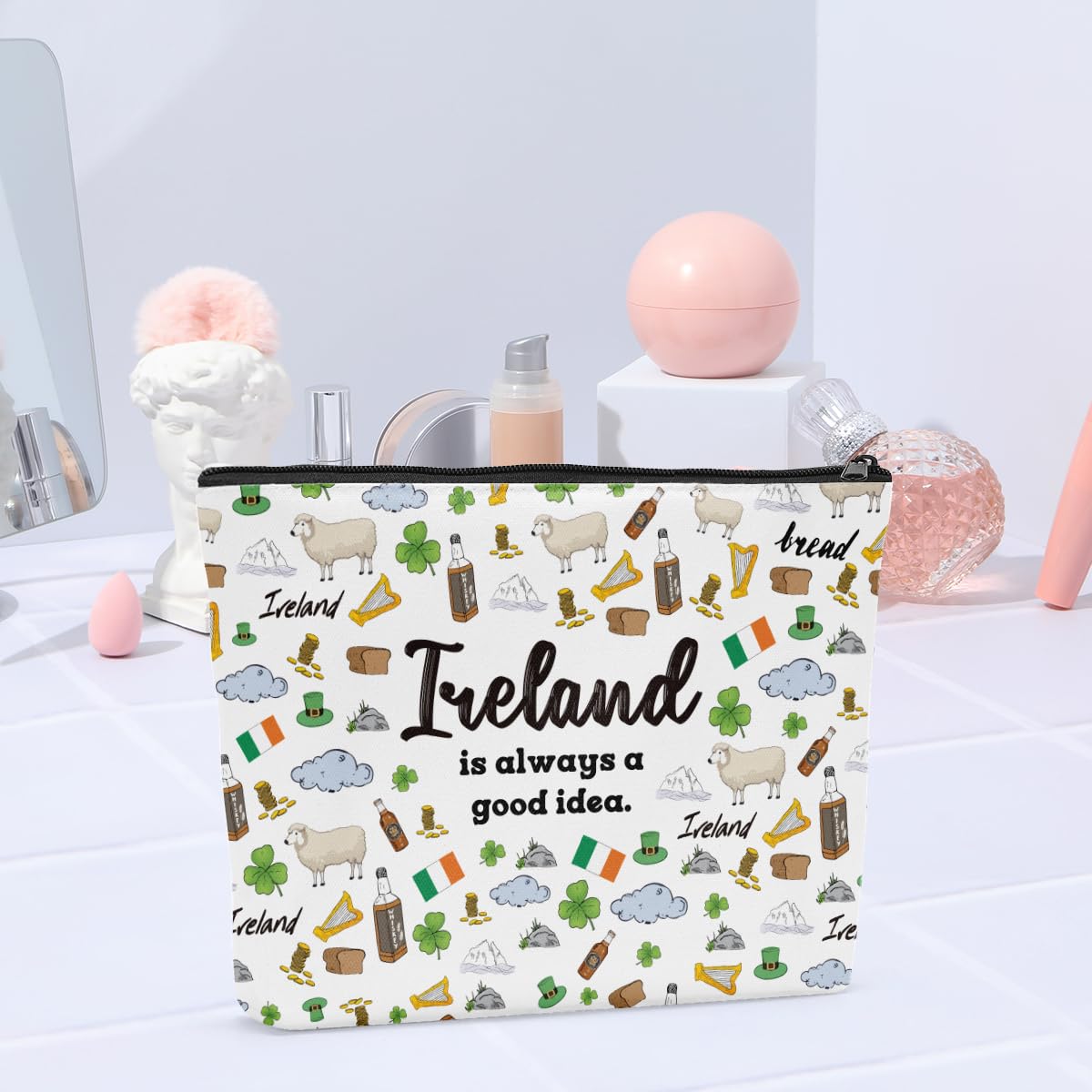 6PCS Ireland Makeup Bags - Irish Travel Gifts for Women, Cosmetics & Toiletry Pouch for Trips