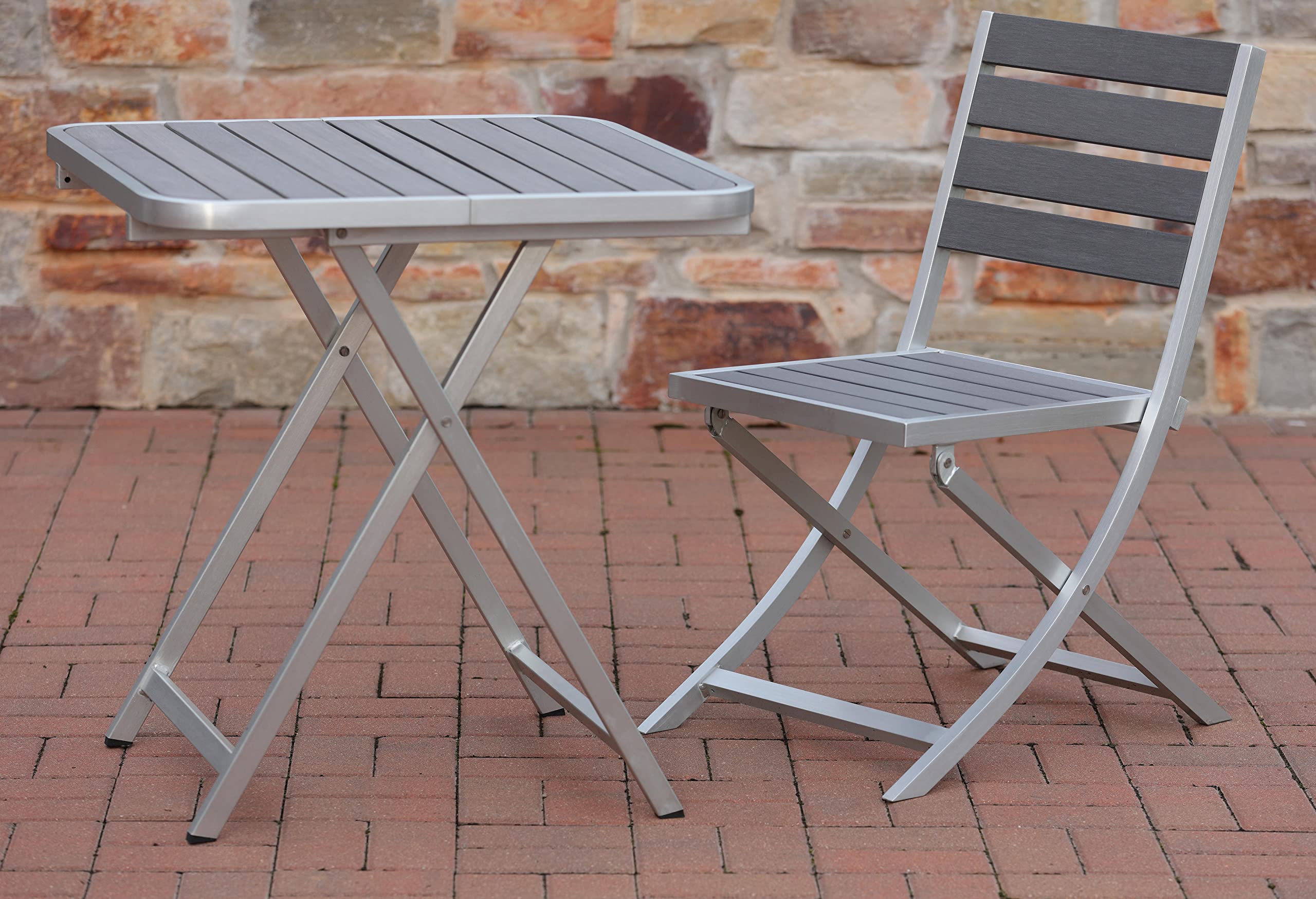 Cortesi Home Maxwell Outdoor Square Folding Table - Slate Grey | Weather-Resistant Patio Dining & Picnic Table for Backyard, Garden, Camping & Tailgating