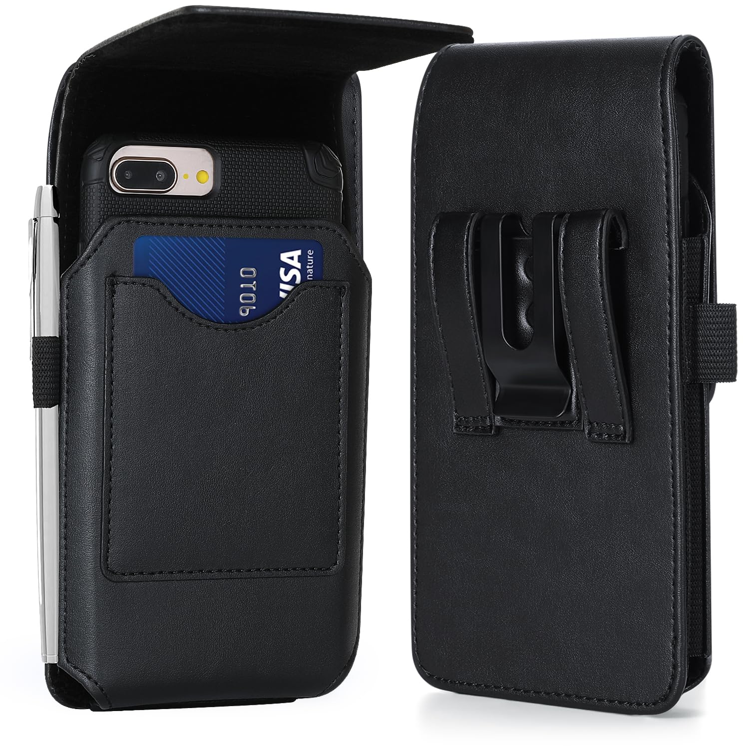 Premium Leather Phone Holster for iPhone 15/15 Pro/14/14 Pro/13/12/11/Xs & Galaxy S24/S23/S22/S21/S20/S10/S9/S8/Note 10 - Belt Clip Case Holder Pouch (Compatible with Thin Cases) - Perfect for Outdoor Activities, Work, Travel & Everyday Carry
