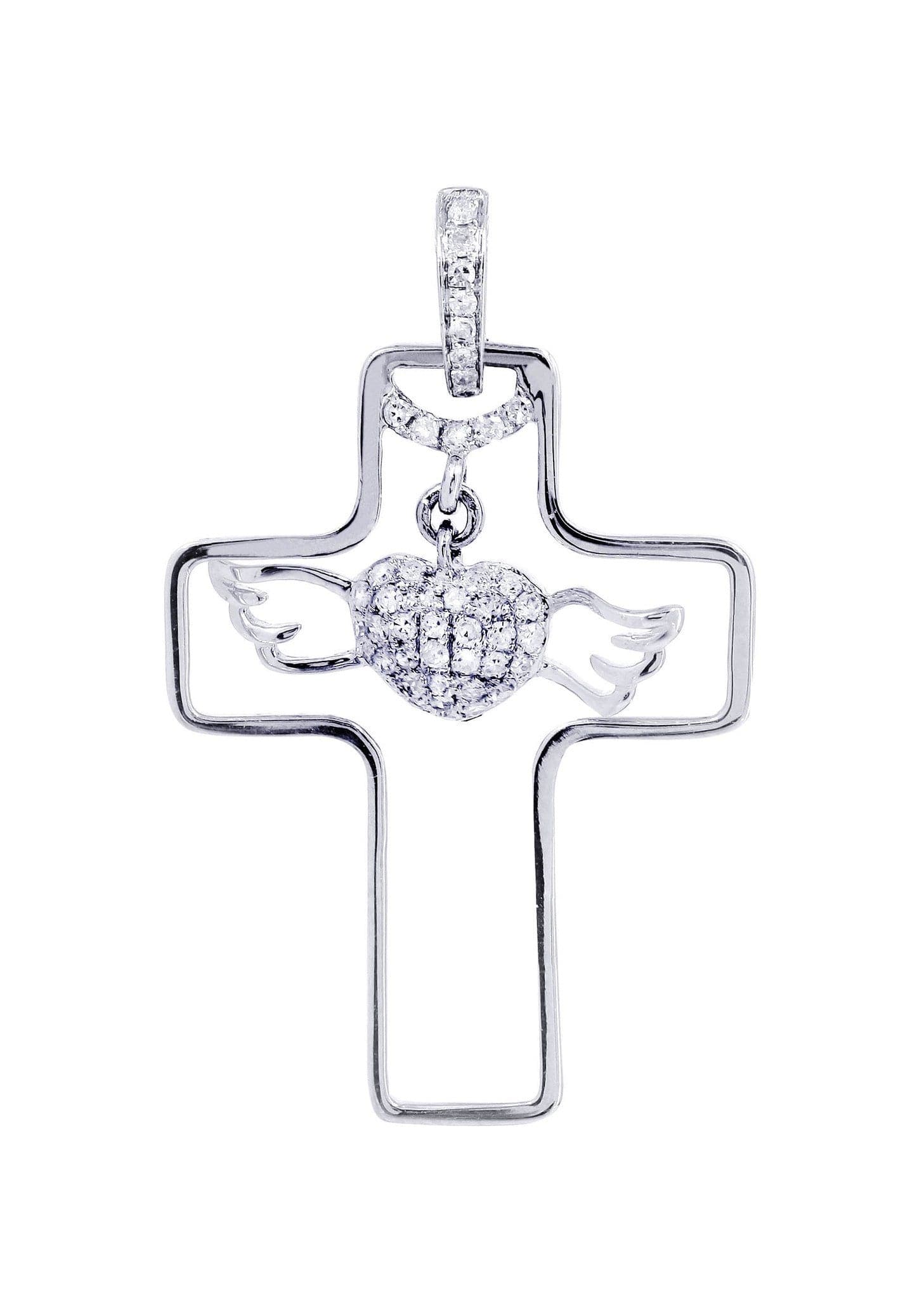 0.24 Carat Diamond Cross Pendant Necklace - 2.13 Grams 14K White Gold Religious Jewelry for Women - Perfect for Baptism, First Communion & Special Occasions