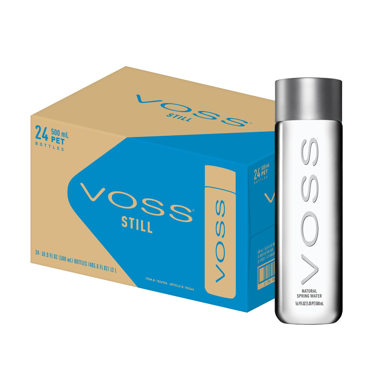 VOSS Premium Still Bottled Natural Water - BPA-Free, High Grade PET, Recyclable Plastic Bottles - Pure Drinking Water with Iconic Design - 24 Pack - Perfect for Home, Office, Gym & Outdoor Activities