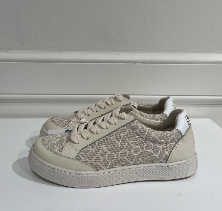 Bonpoint Cherry Print Lace Sneakers for Girls - Fashionable Kids' Shoes for School, Play & Special Occasions