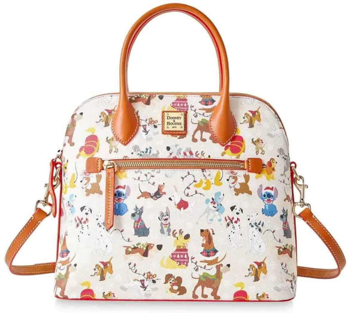 Disney Dogs Holiday Tails D&B Satchel Purse - Cute Disney Character Handbag for Women, Fashion Crossbody Bag for Daily Use, Work, Travel & Shopping