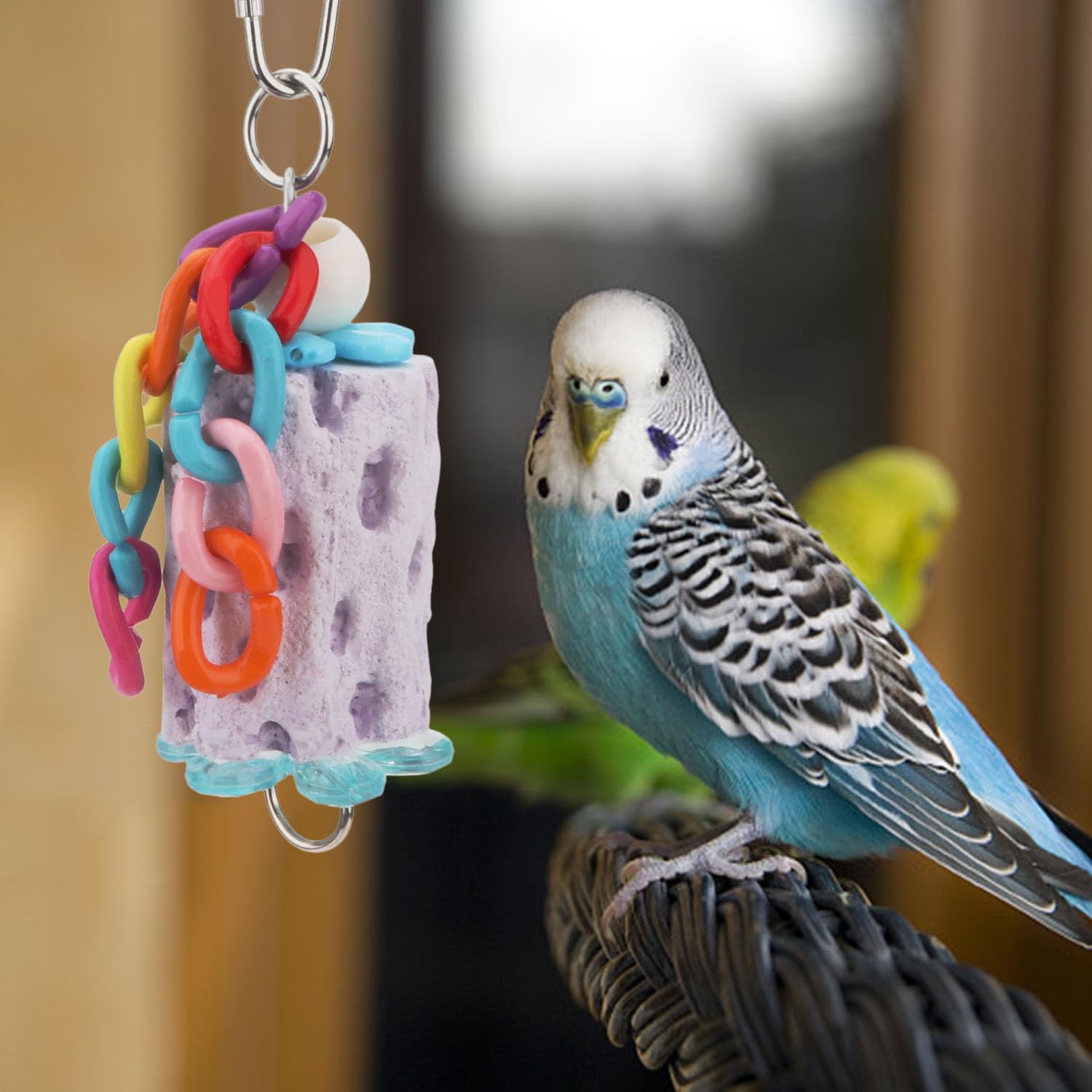 Wontee Bird Chewing Toys - Natural Beak Grinding Stone with Calcium for Parakeets, Budgies, Cockatiels, Conures & Senegal Parrots - Healthy Bird Treats for Beak Care (Random Color) - Perfect for Cage Enrichment & Playtime