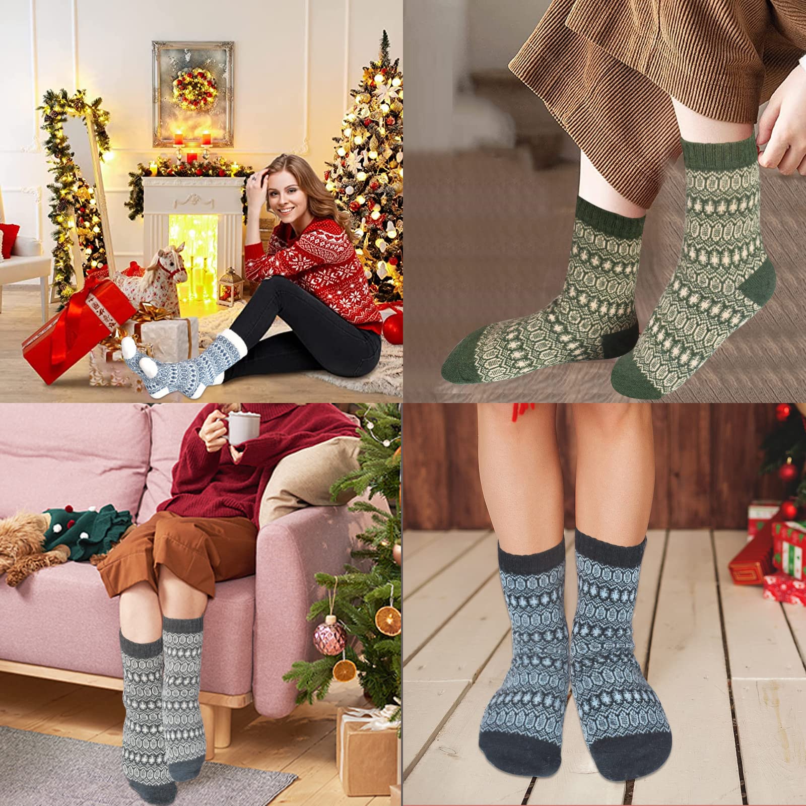 MORECOO Women's Winter Socks - Thick Wool Soft Warm Cozy Crew Socks for Women | Christmas Gifts & Stocking Stuffers | Perfect for Cold Weather, Indoor Comfort & Holiday Gift Giving