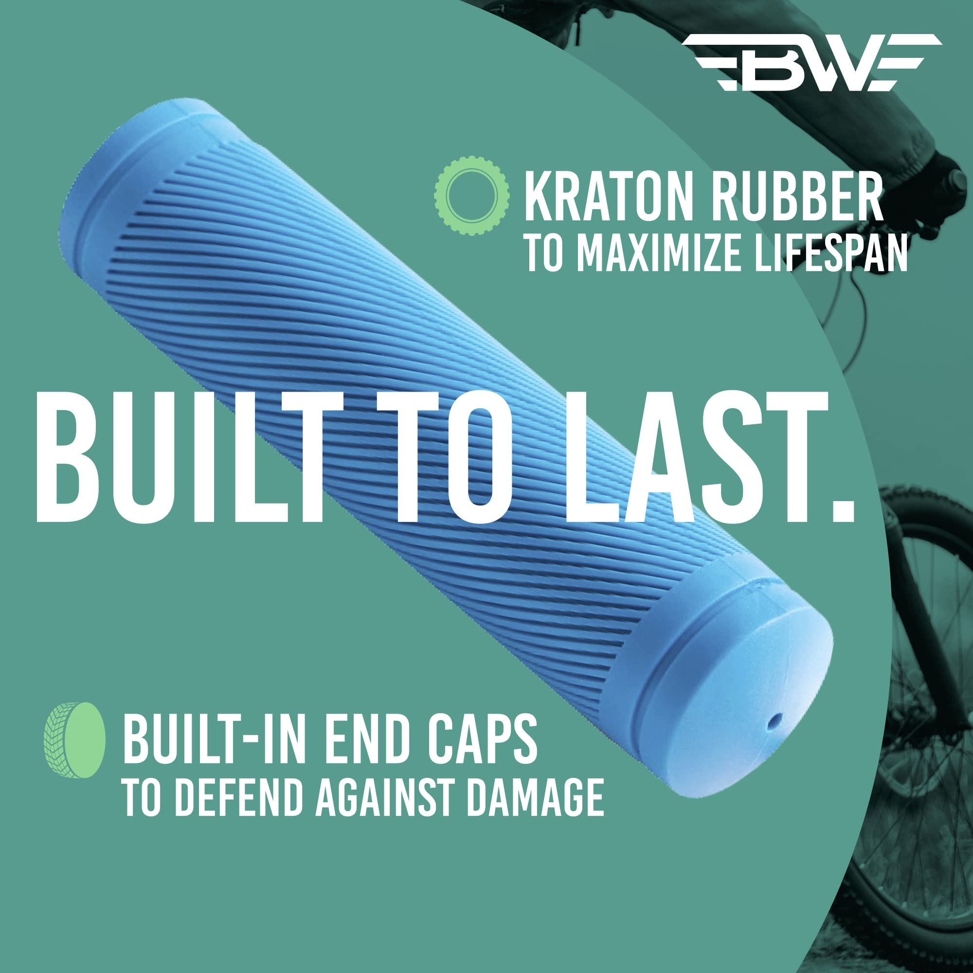 BW MTB Bike Grips - 130mm Comfortable Non-Slip Mountain Bicycle Handlebar Grips for Trail Riding & Off-Road Cycling