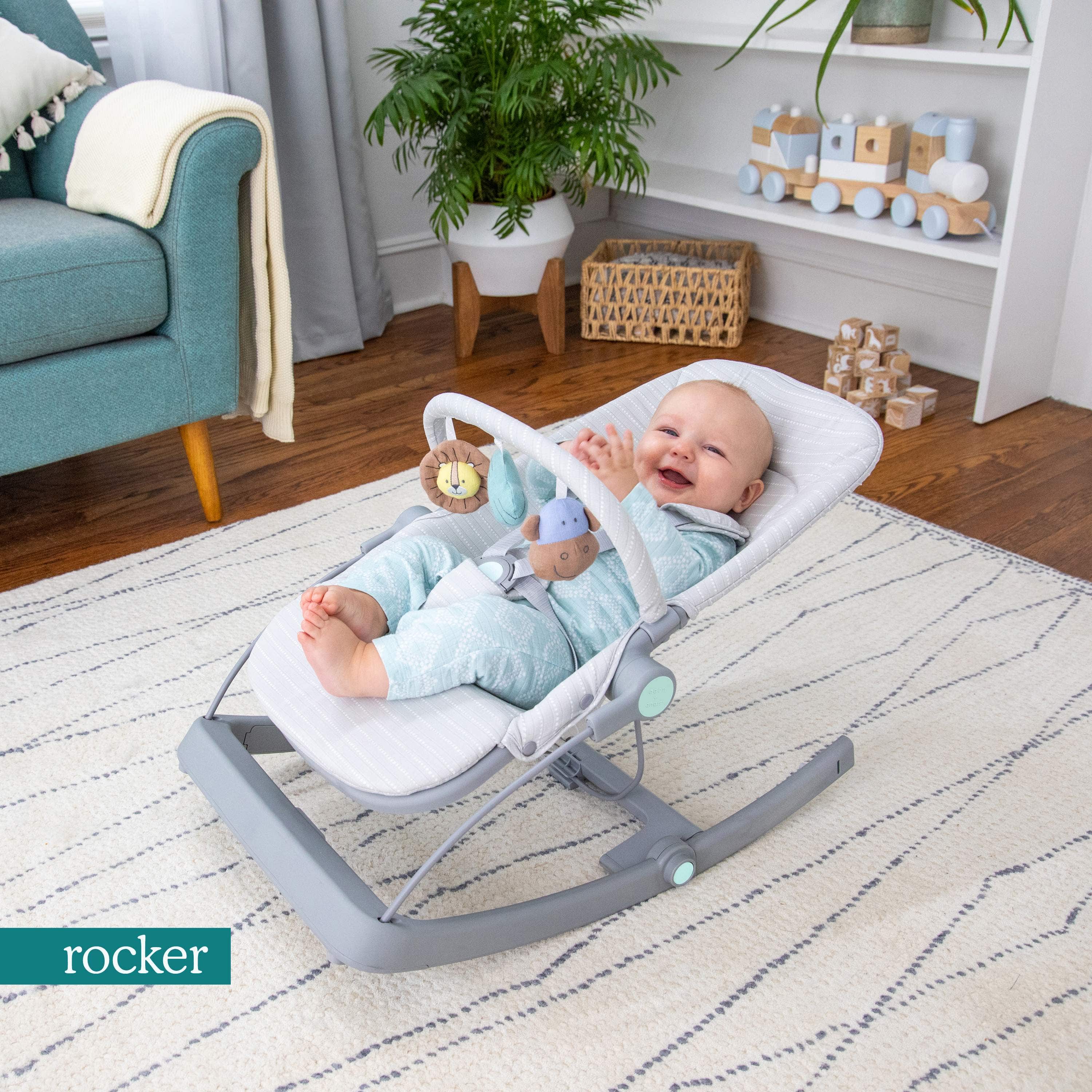 Aden+Anais 3-in-1 Baby Rocker Bouncer Seat - Convertible Infant Lounger for Nursery, Playtime & Travel - Soft & Comfortable Newborn Rocking Chair