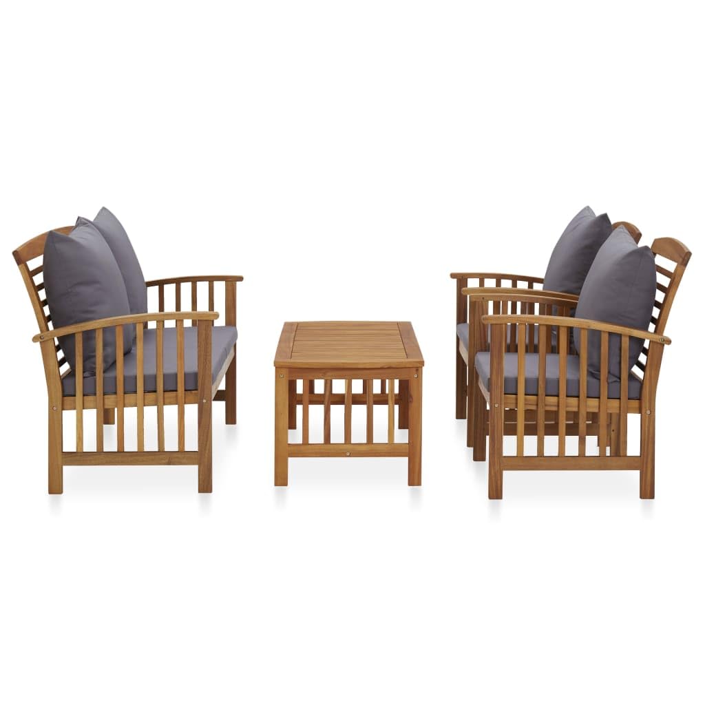 vidaXL 4-Piece Patio Furniture Set - Wooden Bench Seat with Coffee Table, Acacia Wood Dining Set for Garden, Balcony, Porch | Modern Outdoor Furniture for Relaxing & Entertaining