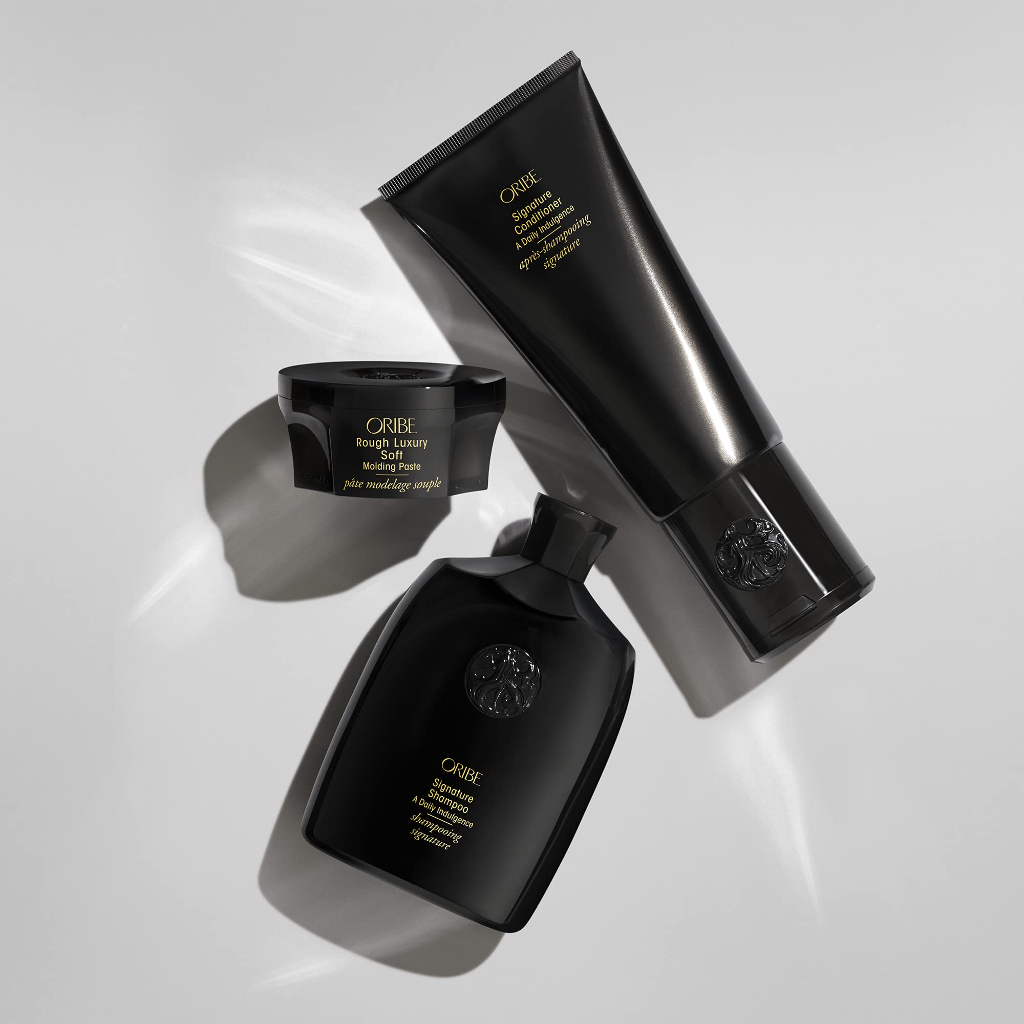 Oribe Signature Shampoo & Conditioner Set - 8.5 oz Shampoo + 6.8 oz Conditioner with Rough Luxury Soft Molding Paste | Premium Hair Care for Smooth, Voluminous Styles | Perfect for Salon-Quality Blowouts & Everyday Styling