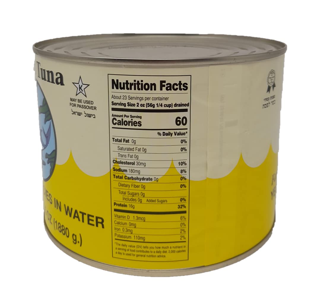 Premium Yellowfin Tuna in Water - 66.5oz (6 Pack) | Kosher Certified & Passover Approved | High Protein Canned Fish for Salads, Sandwiches & Healthy Meals
