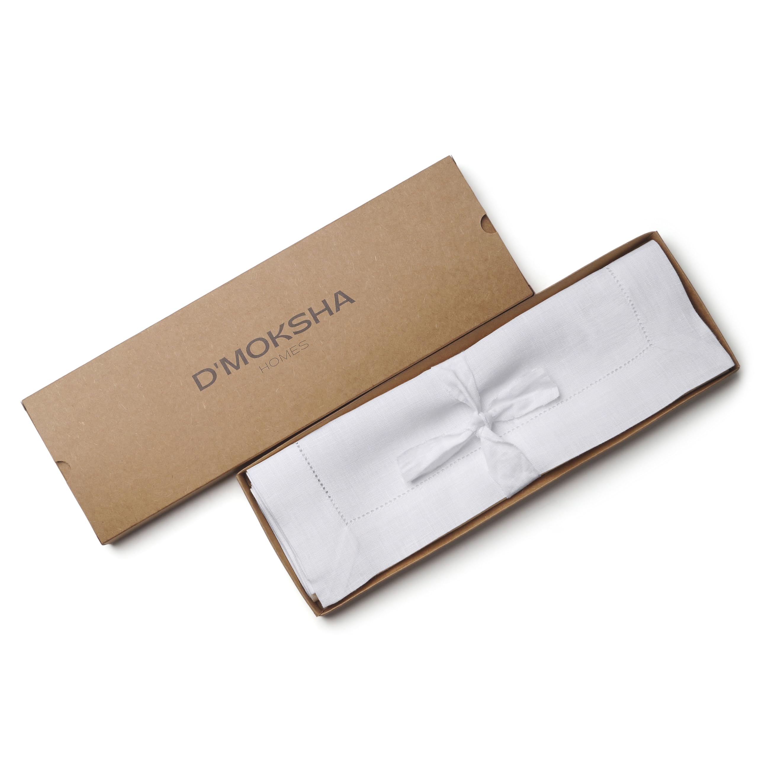 D'Moksha Homes 100% Pure Linen Placemats Set of 4 - 14x19 Inch White Washable Table Mats with Classic Hemstitch Design - Perfect for Easter, Dinner Parties & Formal Dining Decor