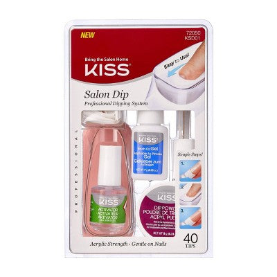 KISS Salon Dip Powder Kit with 40 Nail Tips - Professional Manicure Set for DIY Nails at Home, Salon-Quality Gel Nail Extension & Acrylic Nail Art