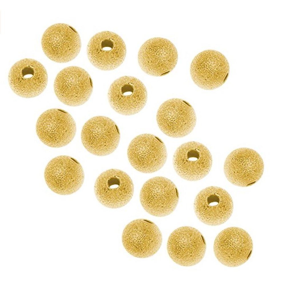 100pcs 6mm Round Stardust Loose Beads - 18K Gold Plated Brass Spacer Beads for DIY Jewelry Making, Bracelets, Necklaces & Craft Projects - Perfect for Handmade Gifts & Boho Style Accessories