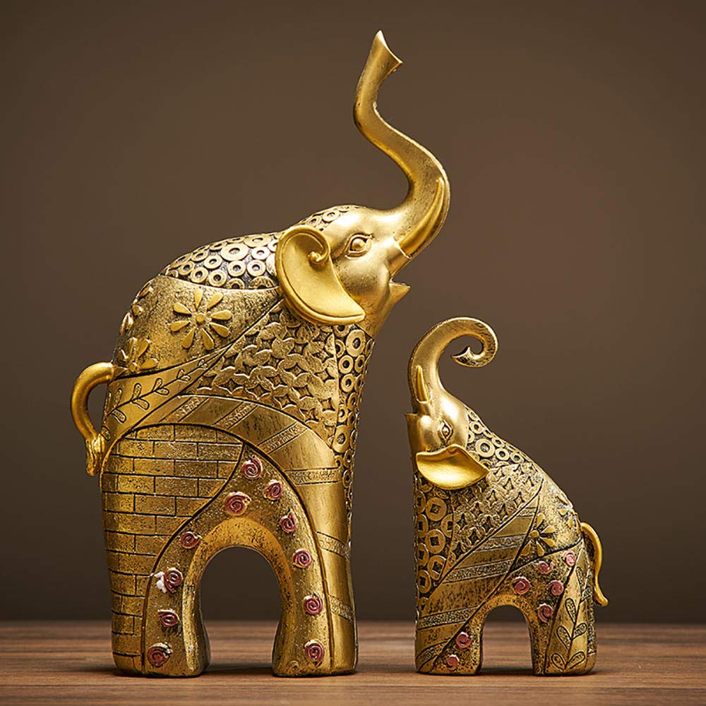 Resin Elephant Sculpture Statue - Modern Home & Office Decor, Handcrafted Figurine for Living Room, Desk, Bookshelf | Unique Gift Idea for Elephant Lovers & Feng Shui Decor